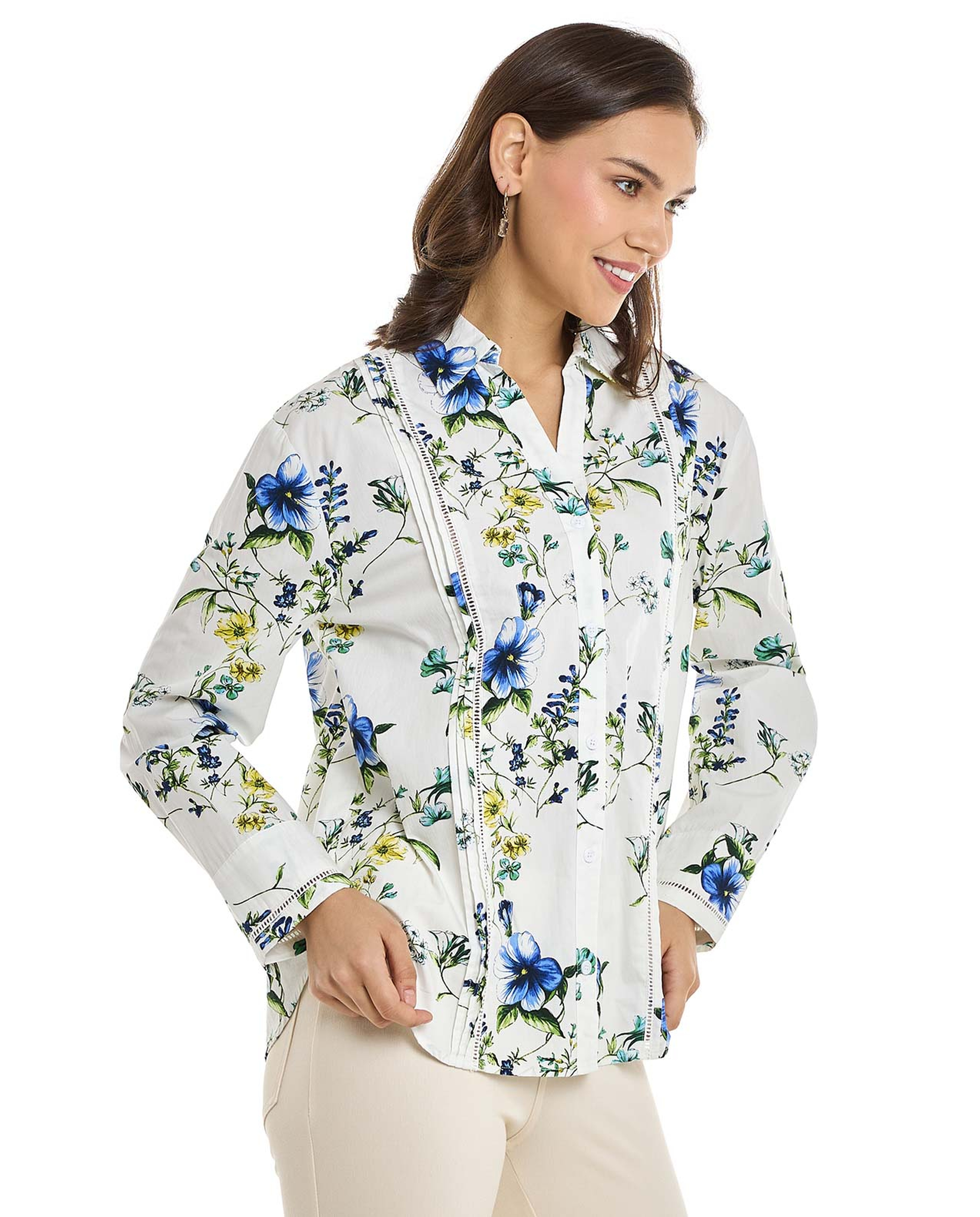 Floral Printed Shirt with Classic Collar and Long Sleeves