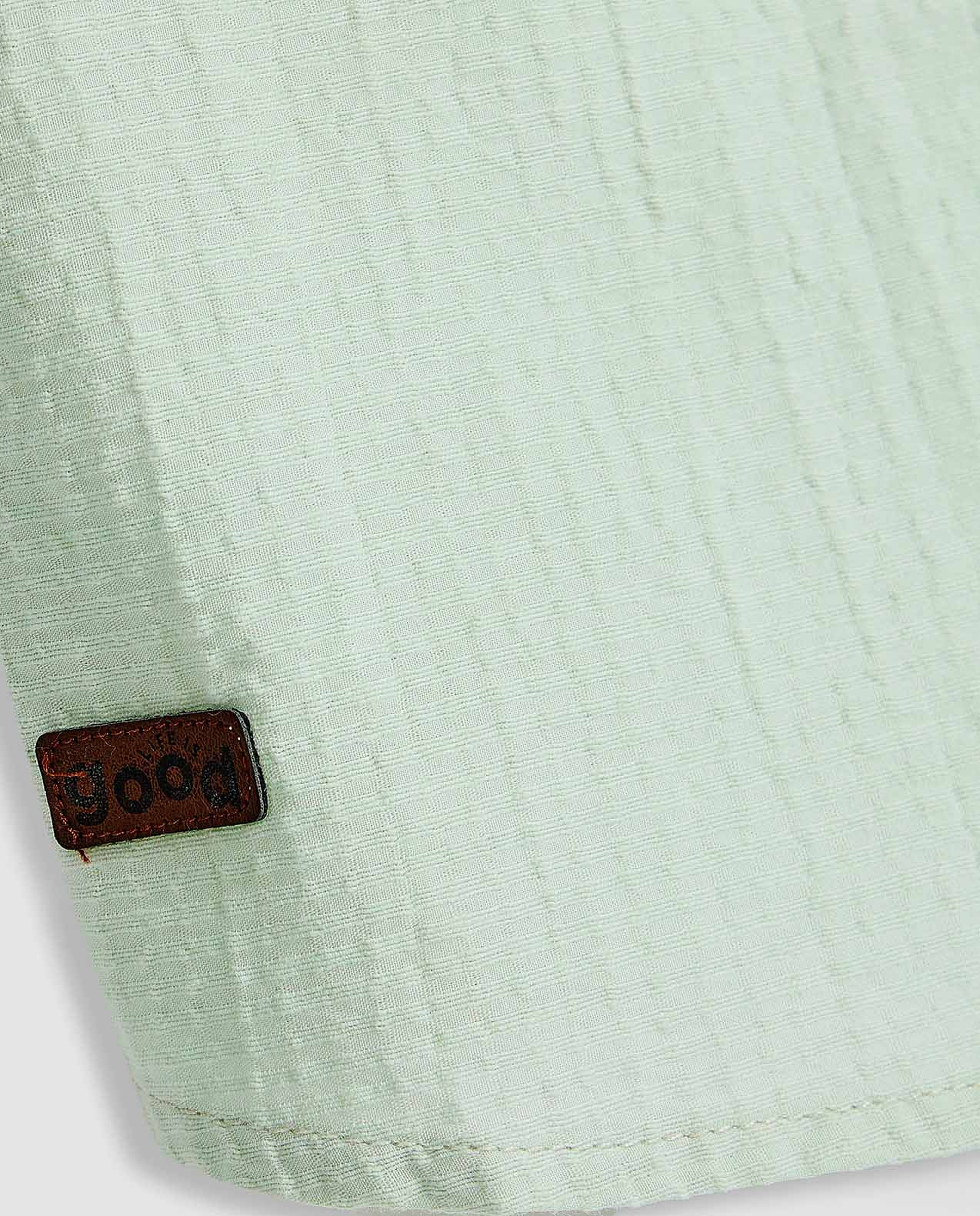 Solid Shirt with Mandarin Collar and Short Sleeves