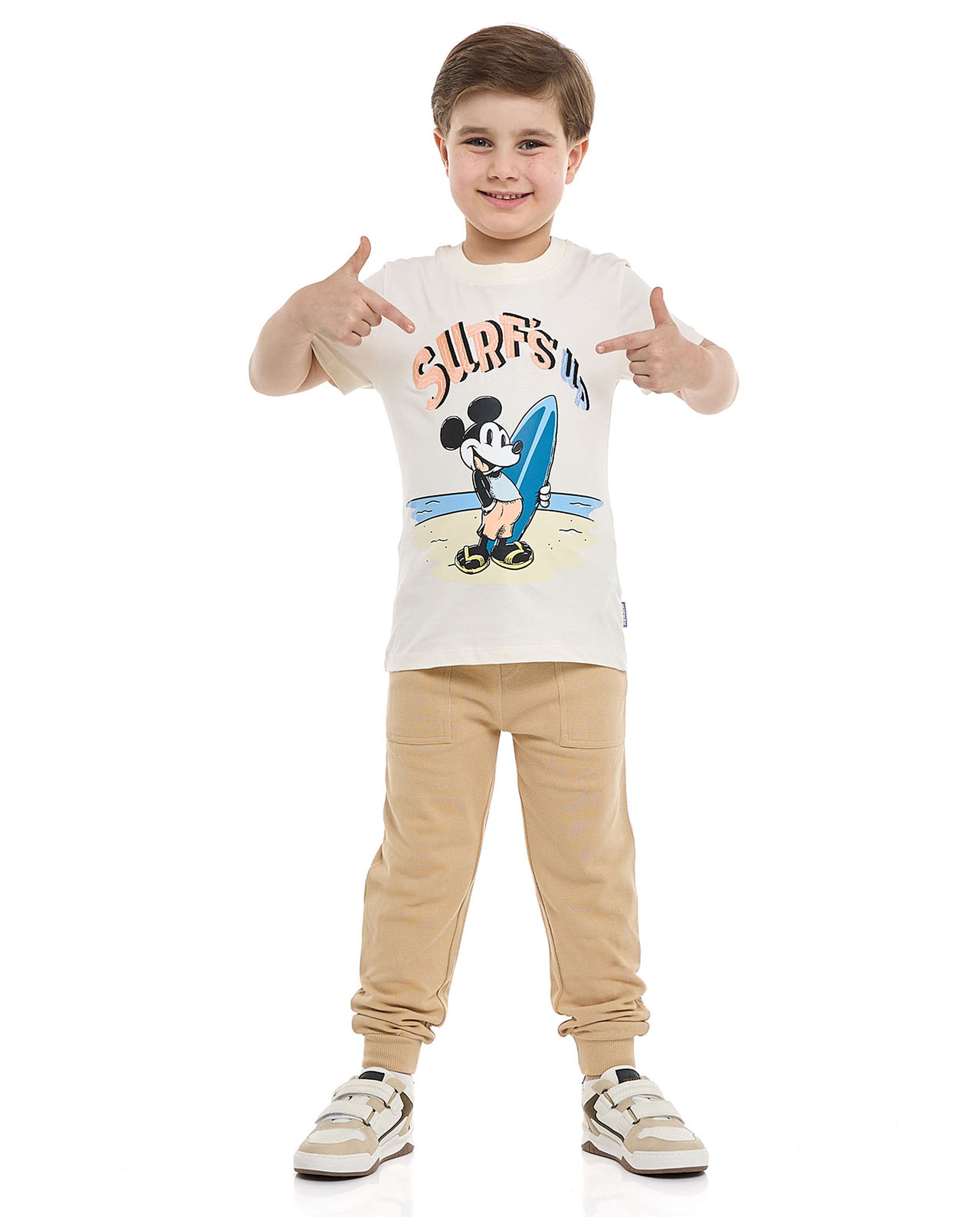 Mickey Mouse Print T-Shirt with Crew Neck and Short Sleeves