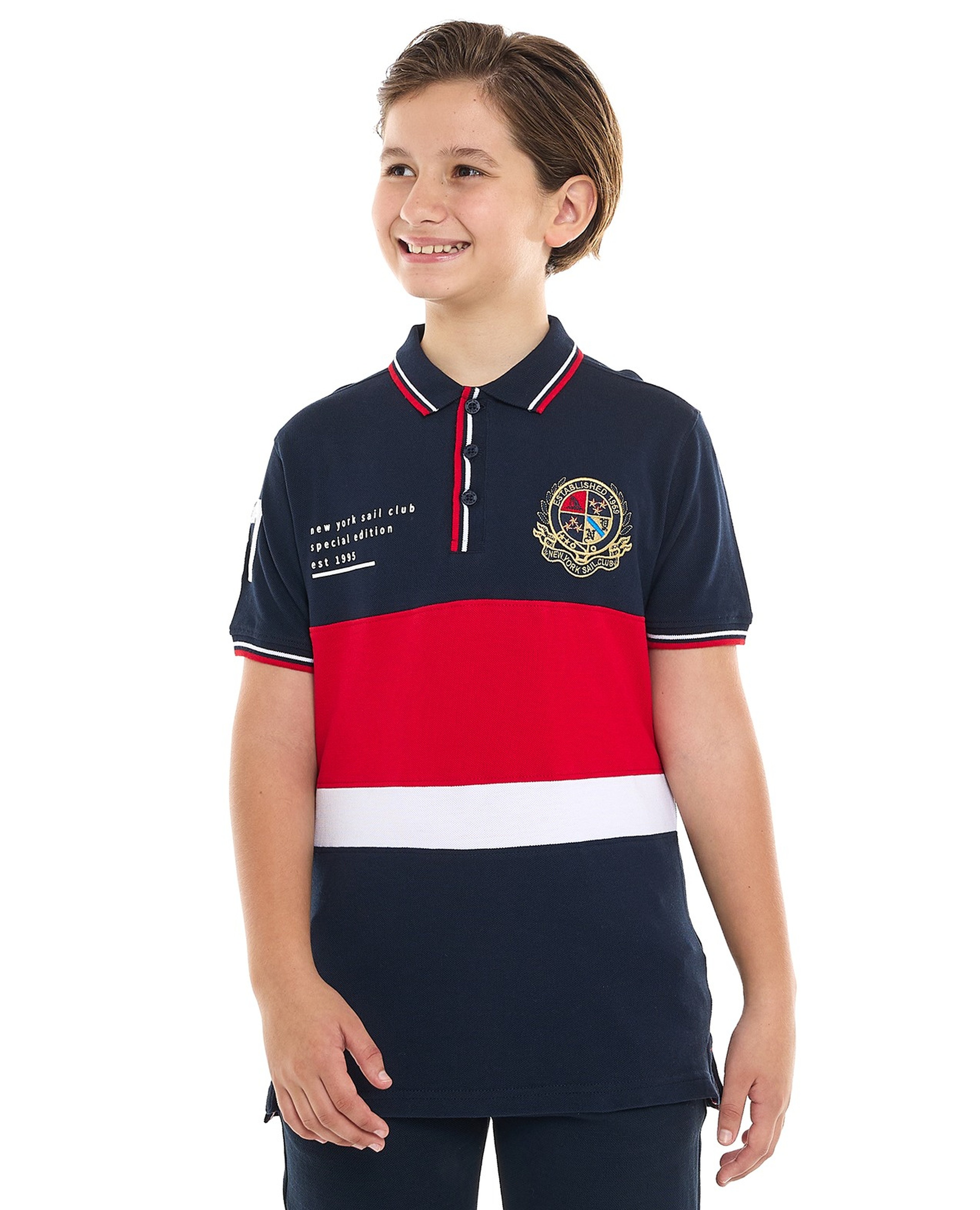 تيشيرت بولو بألوان متناسقة وأكمام قصيرة