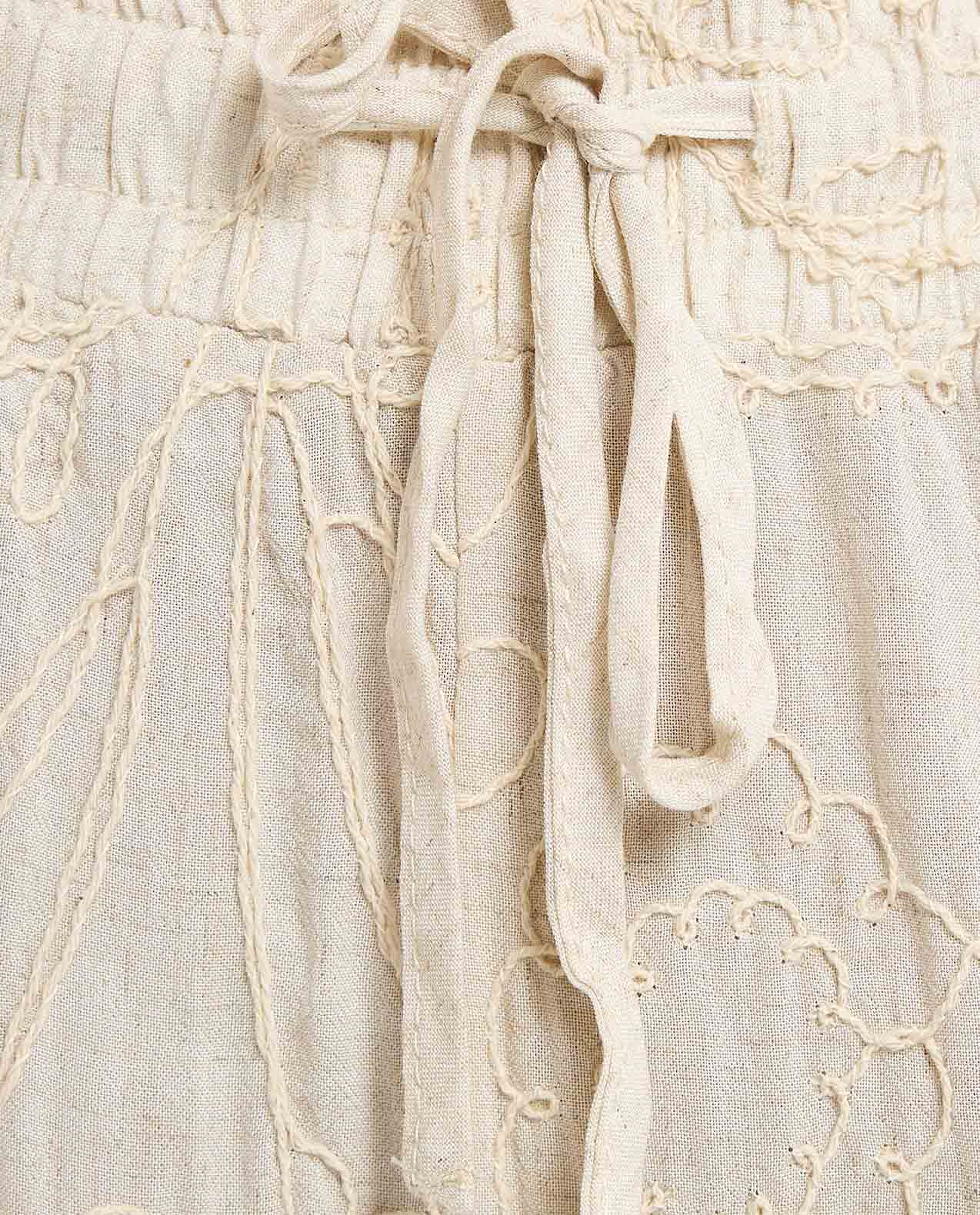 Embroidered Pants with Drawstring Waist