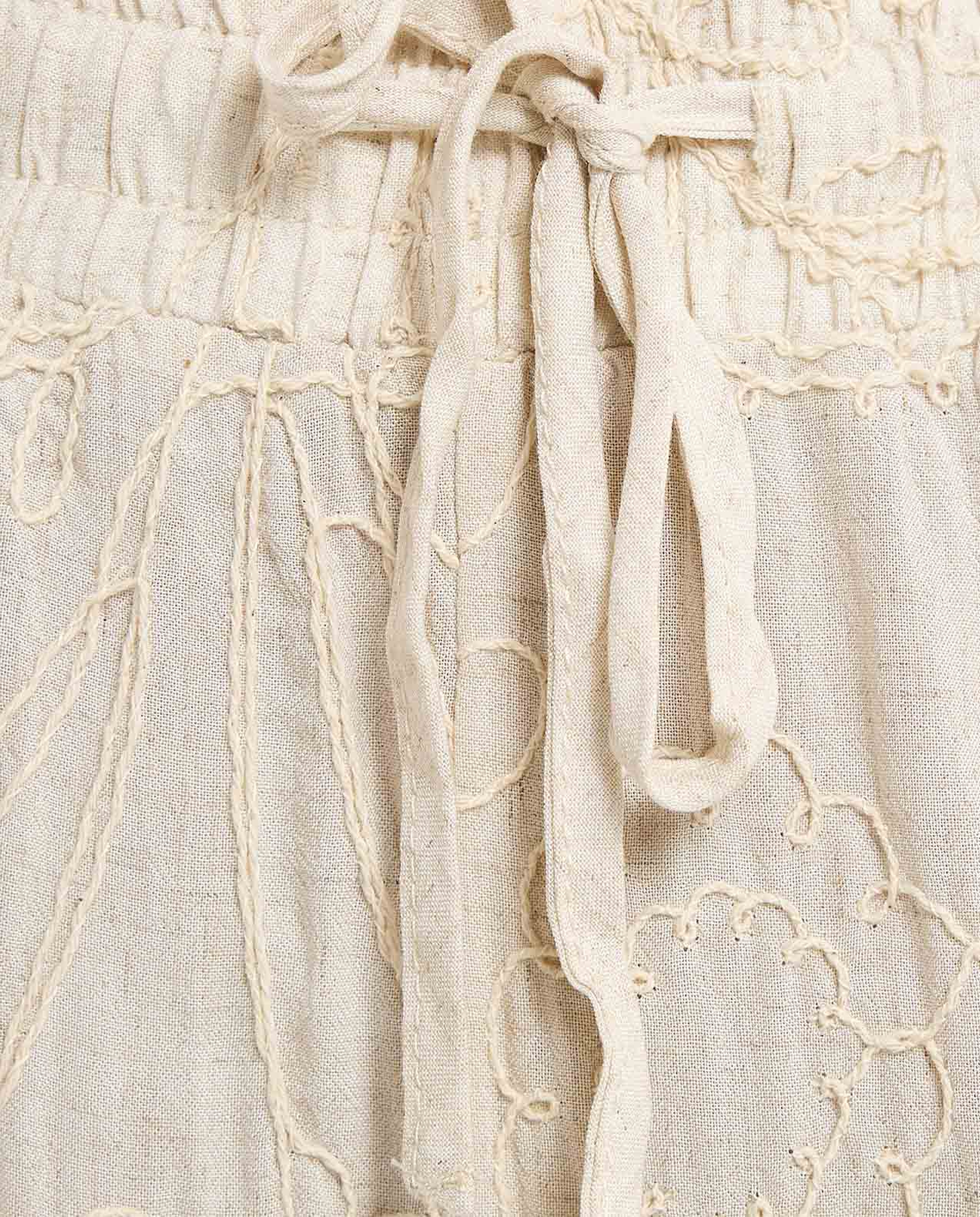 Embroidered Pants with Drawstring Waist