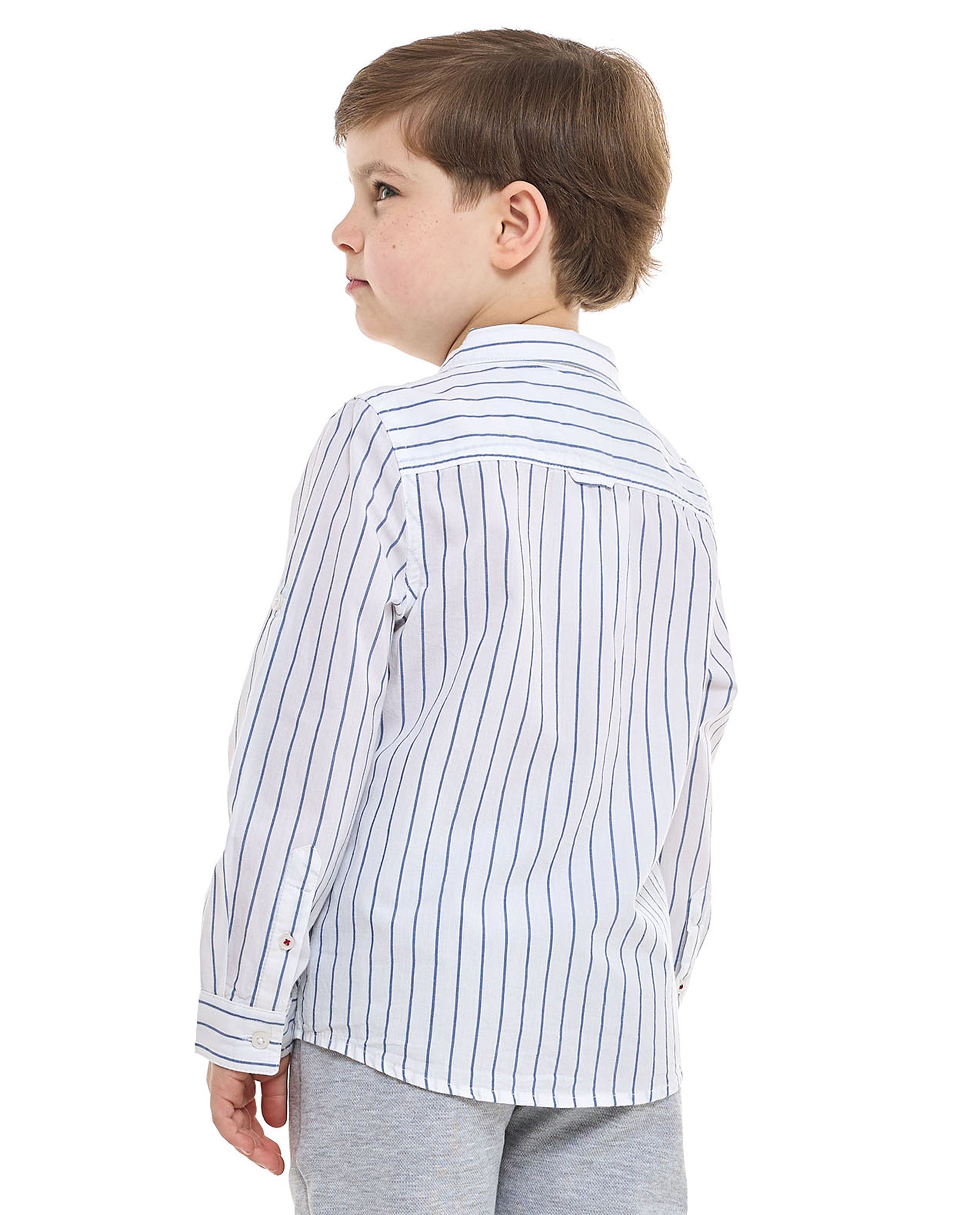 Striped Shirt with Classic Collar and Long Sleeves