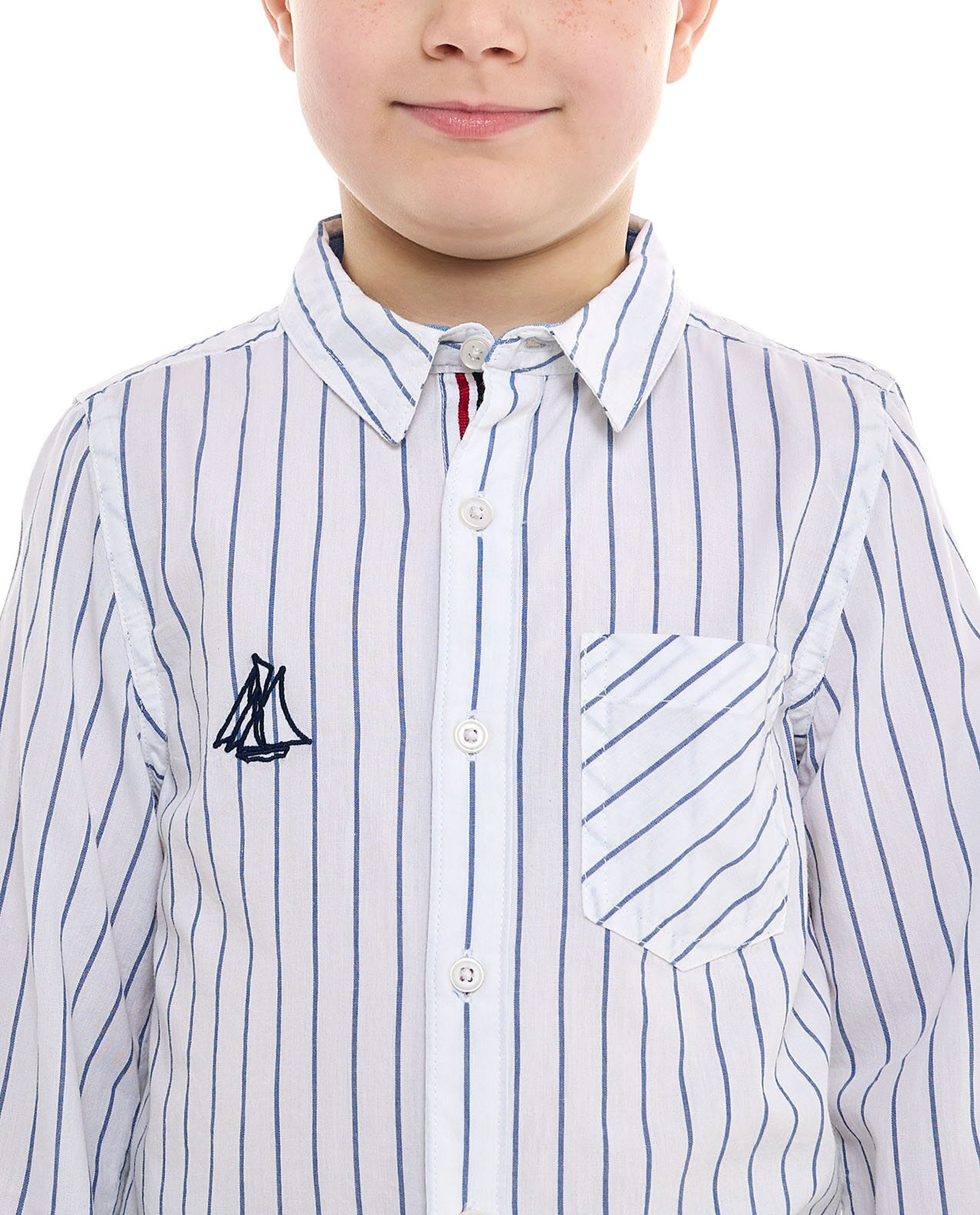 Striped Shirt with Classic Collar and Long Sleeves