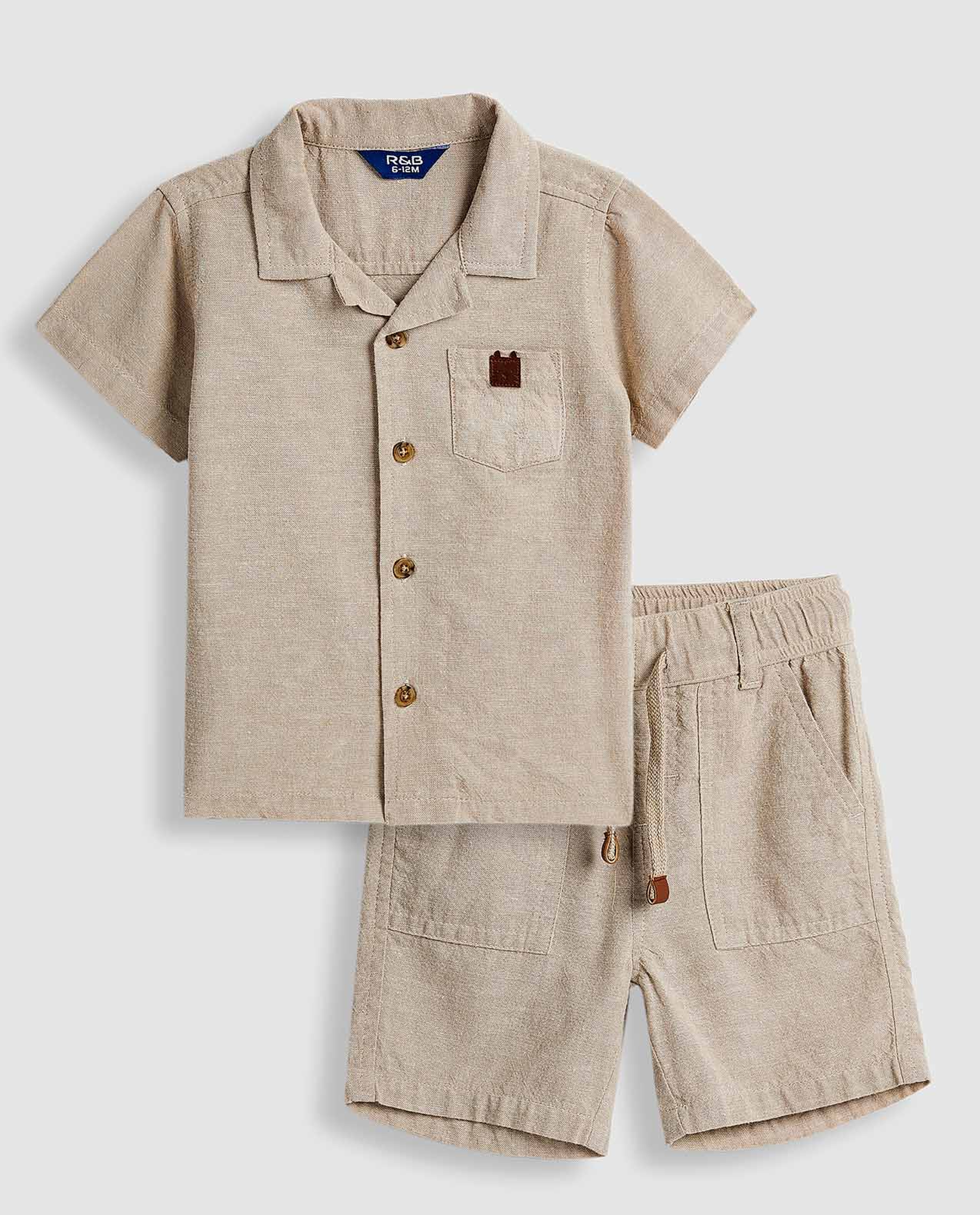 Textured Shirt and Shorts Set
