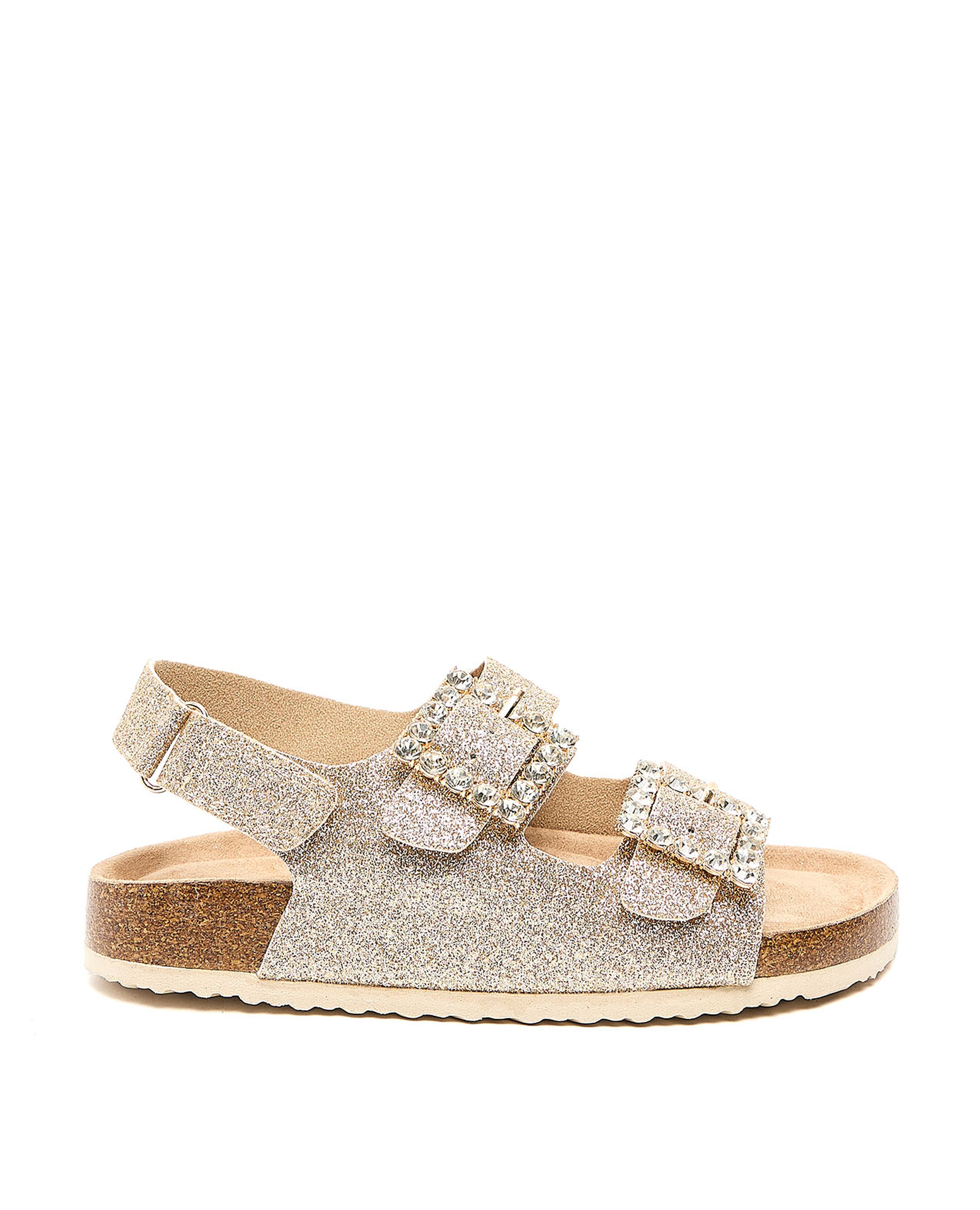 Shimmer Velcro Strap Comfort Sandals