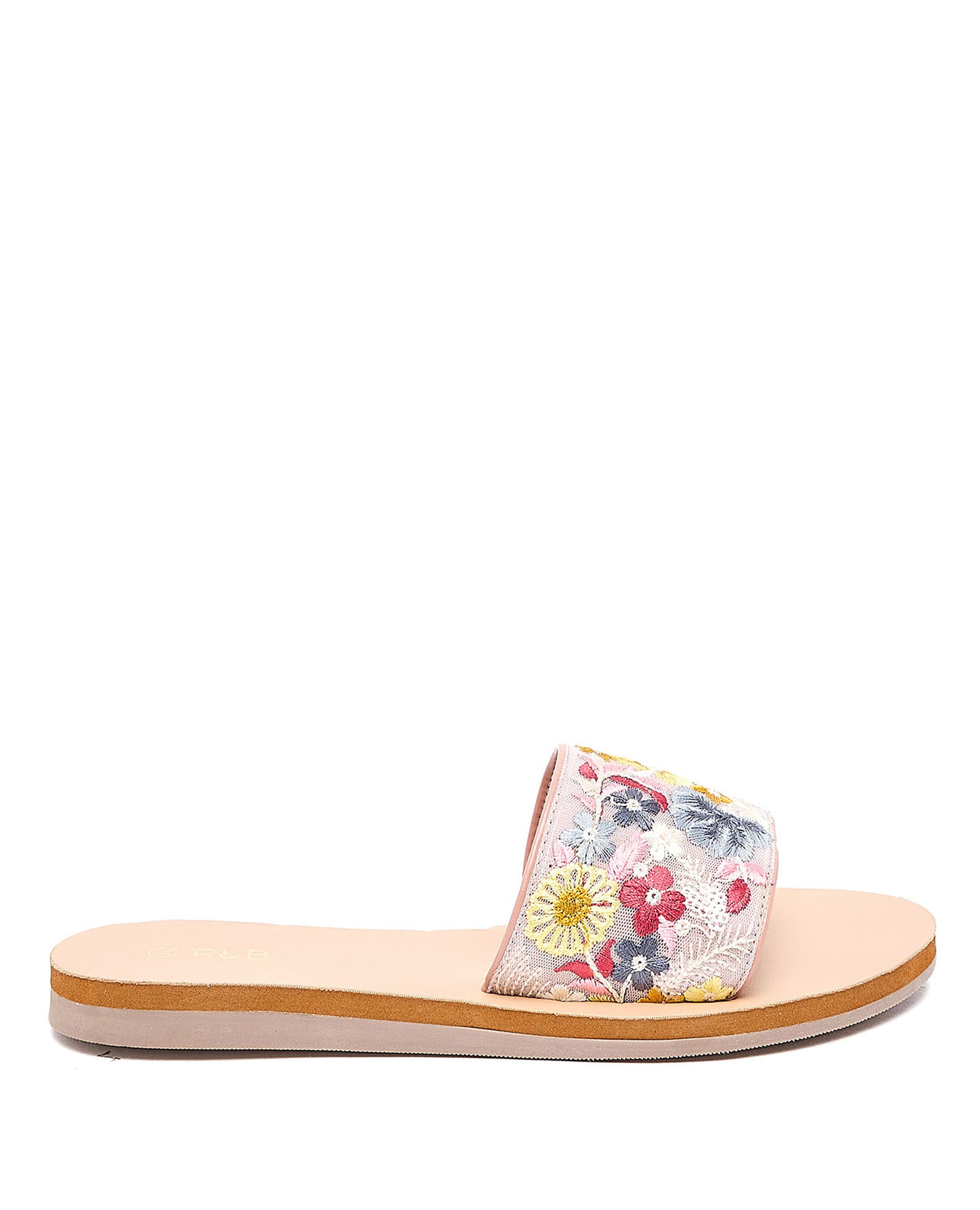 Embroidered Flat Sandals