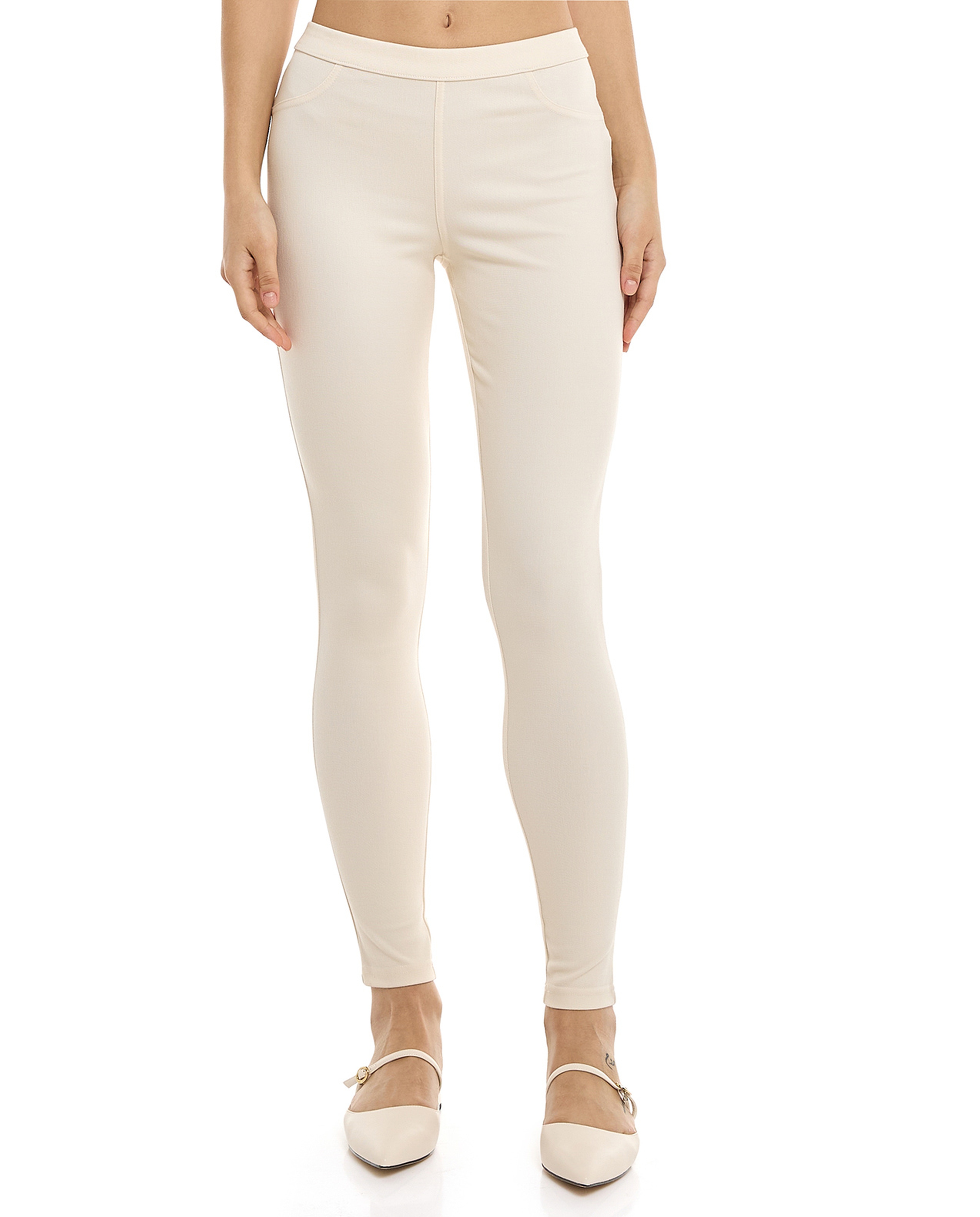 Solid Jeggings with Elastic Waist