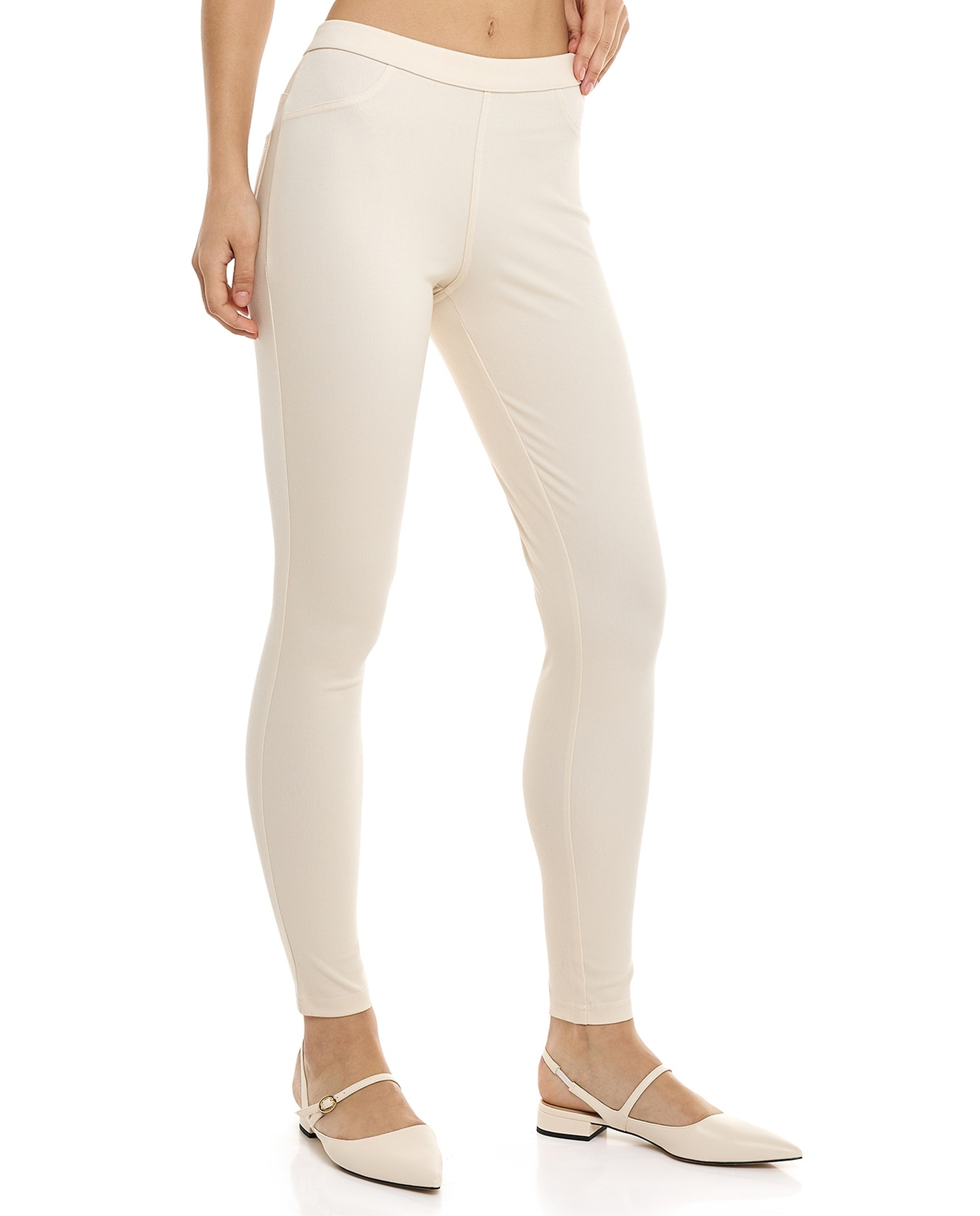 Solid Jeggings with Elastic Waist