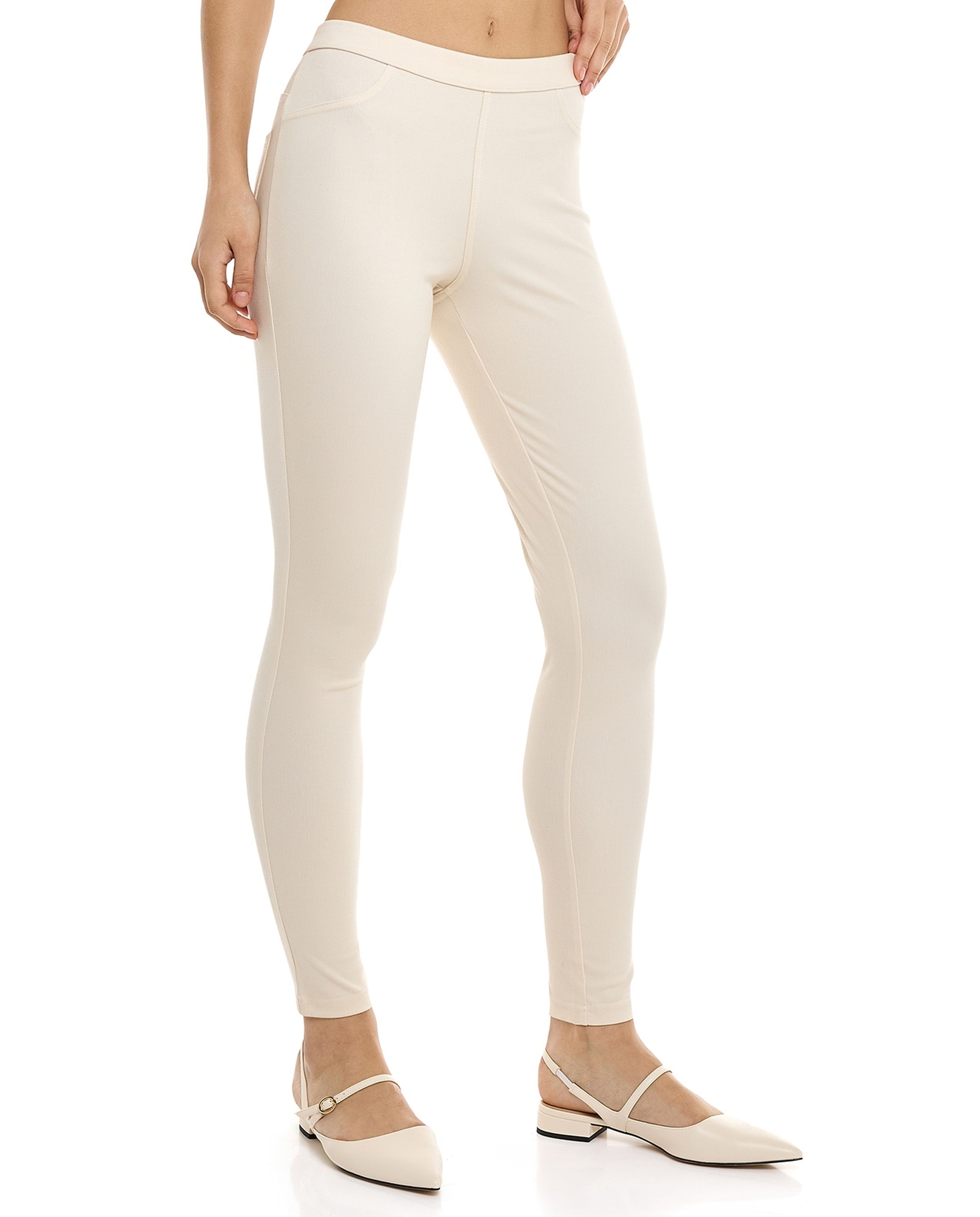 Solid Jeggings with Elastic Waist