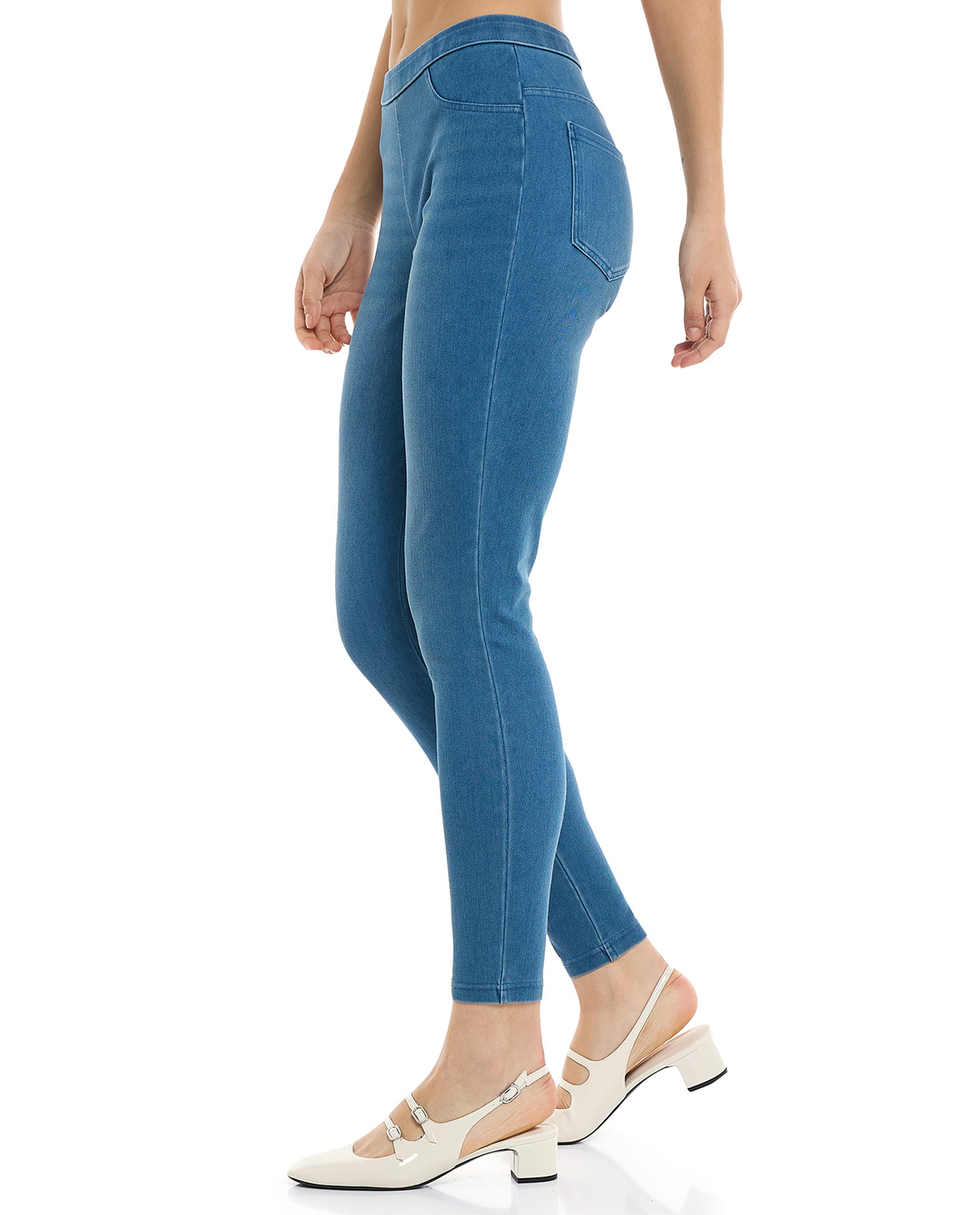 Faded Jeggings with Elastic Waist