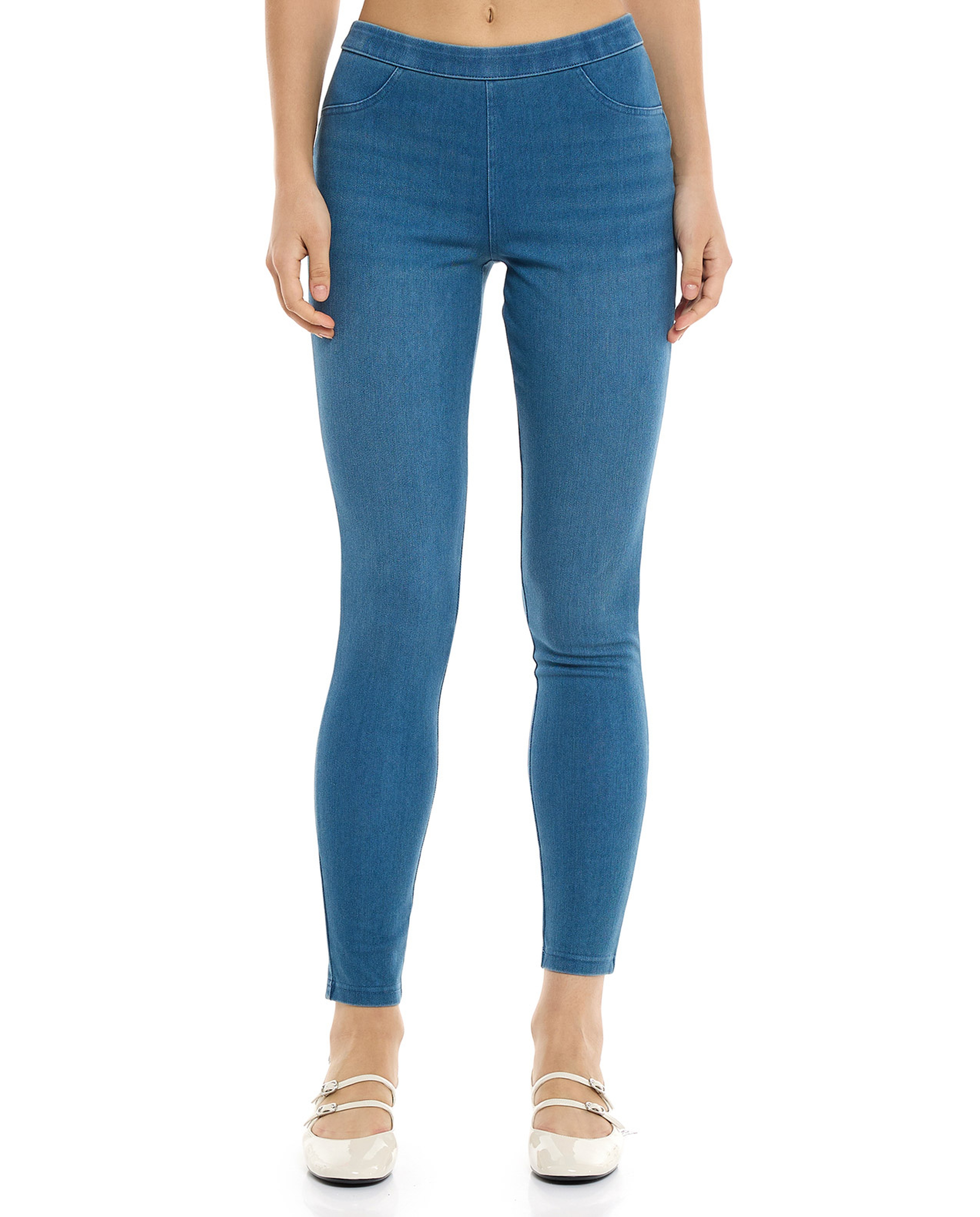 Faded Jeggings with Elastic Waist