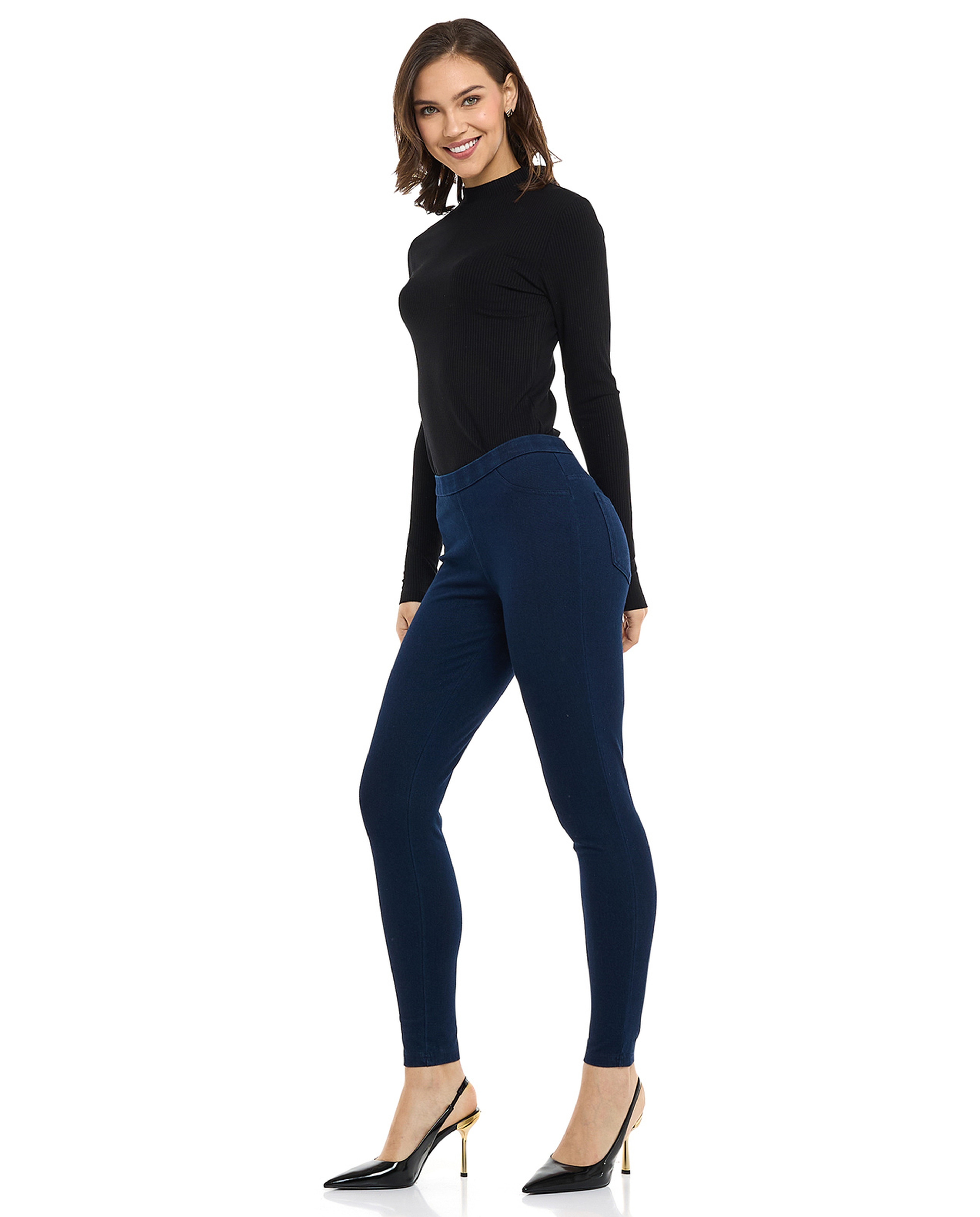 Faded Jeggings with Elastic Waist