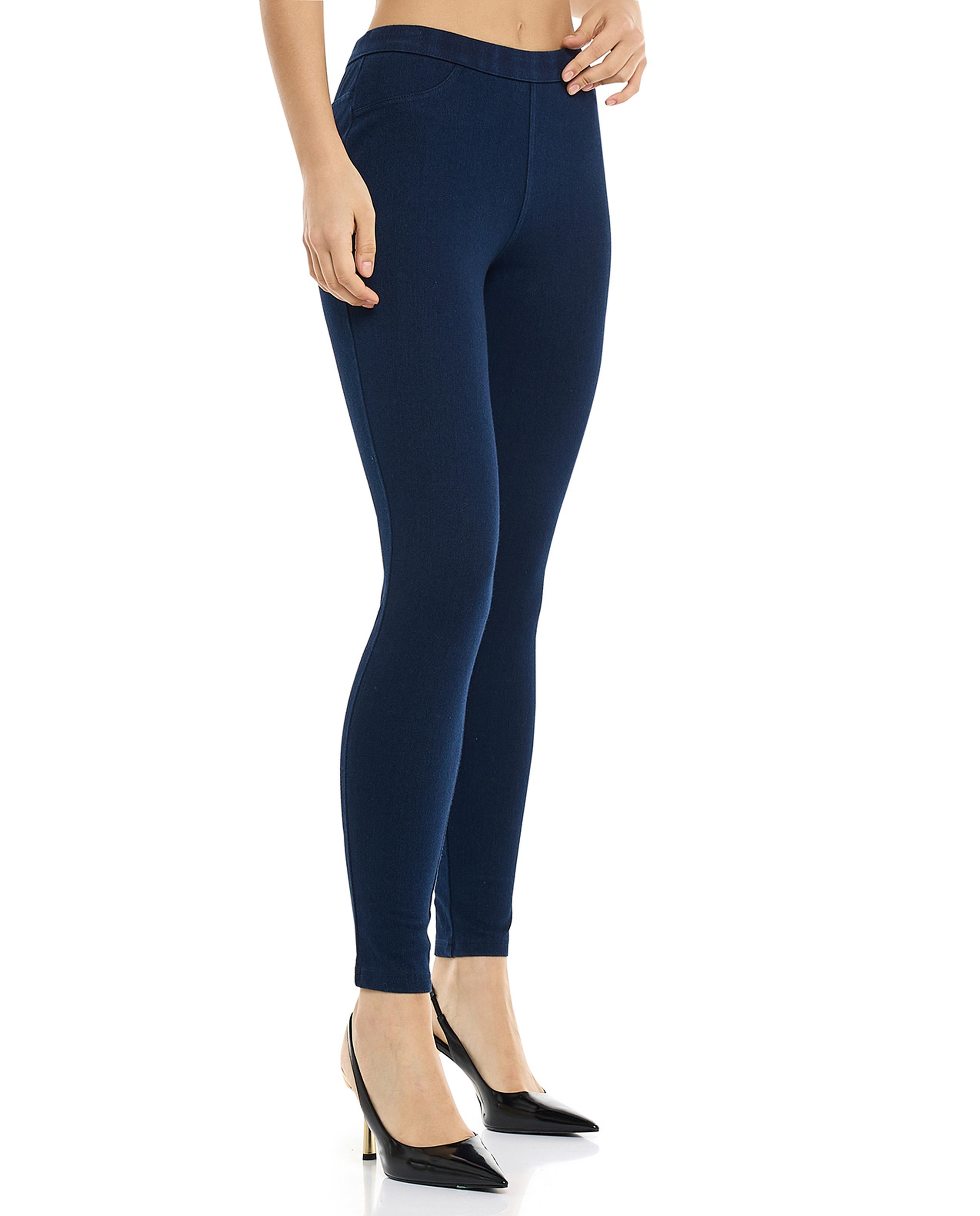 Faded Jeggings with Elastic Waist