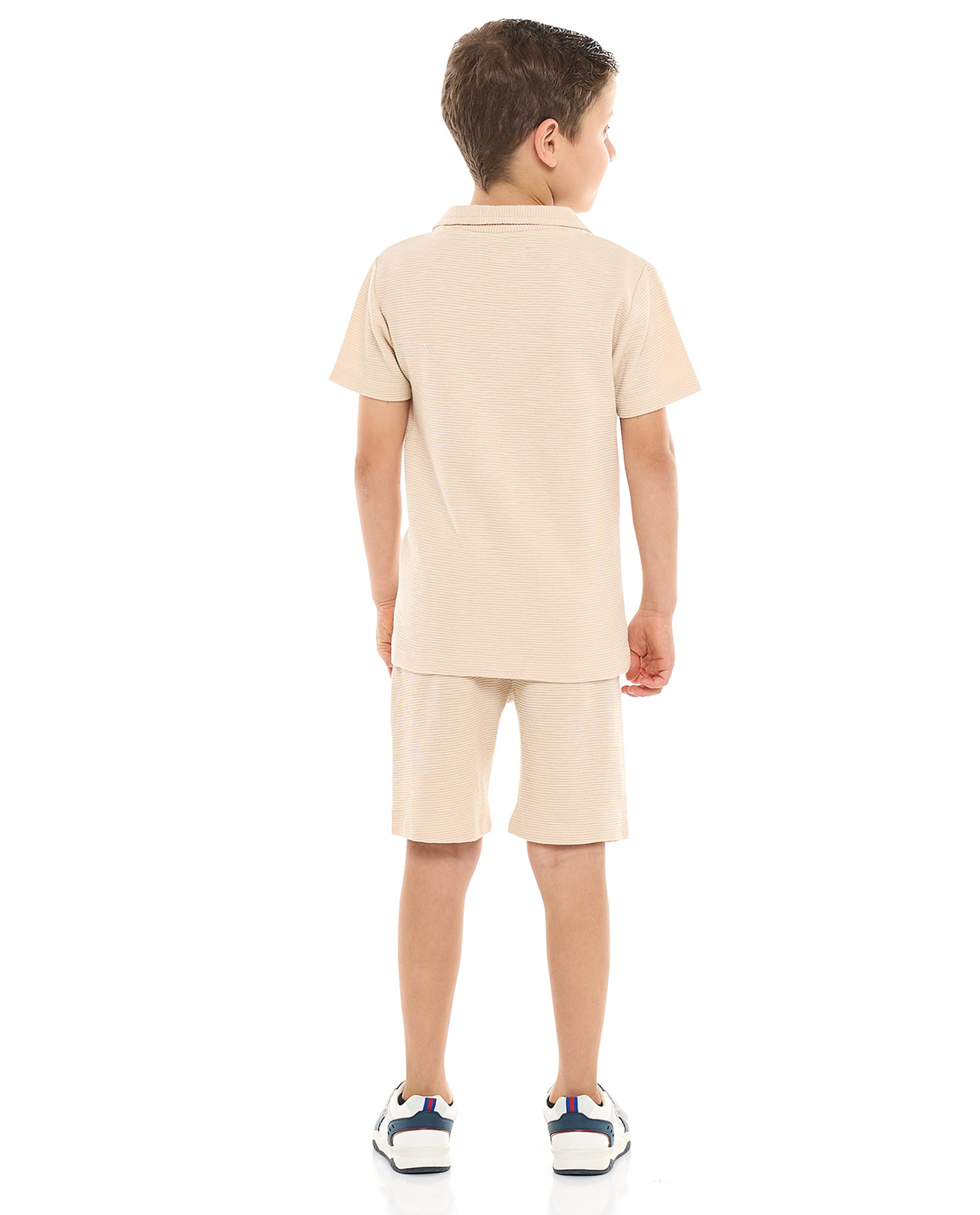 Textured Shirt and Shorts Set