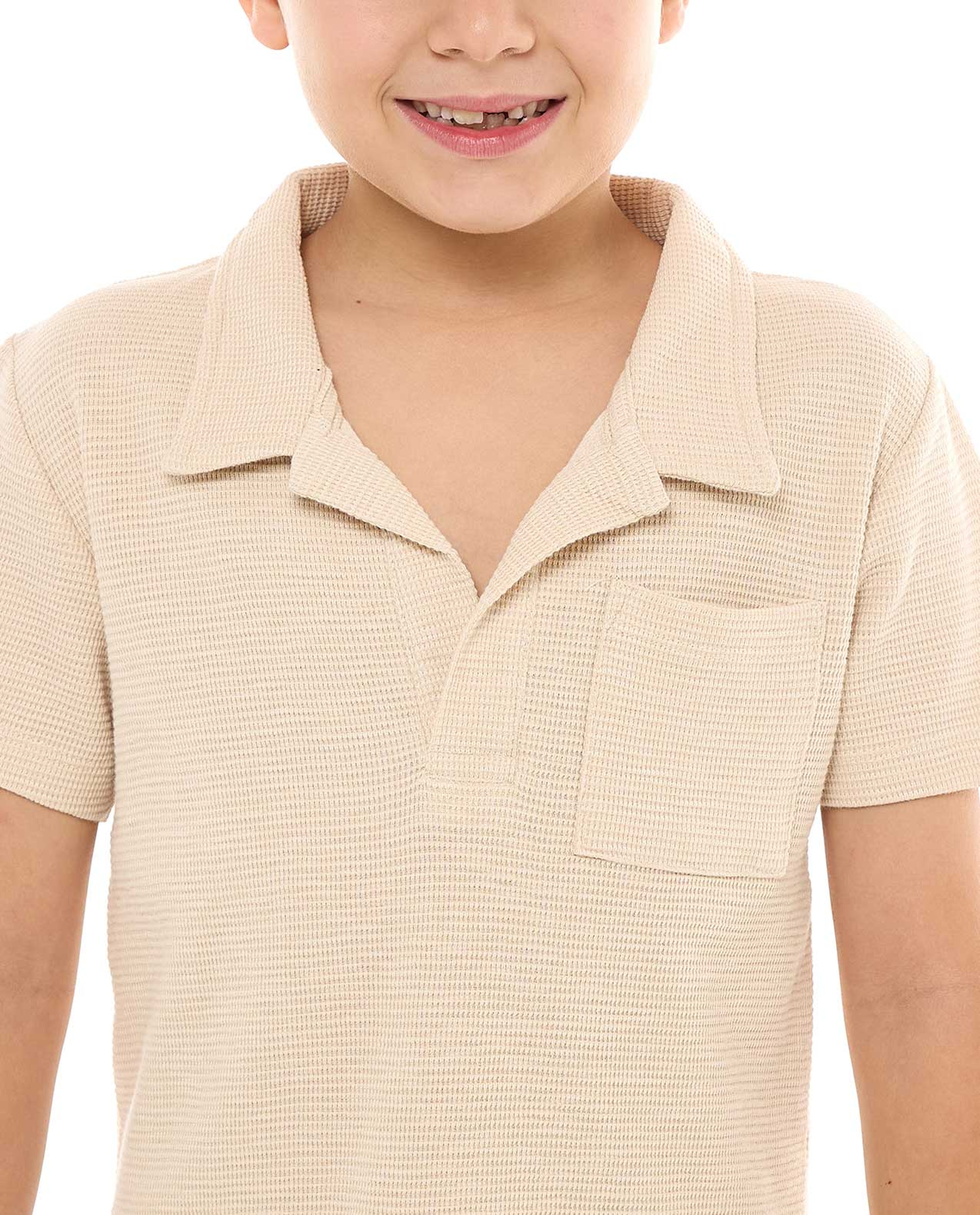 Textured Shirt and Shorts Set