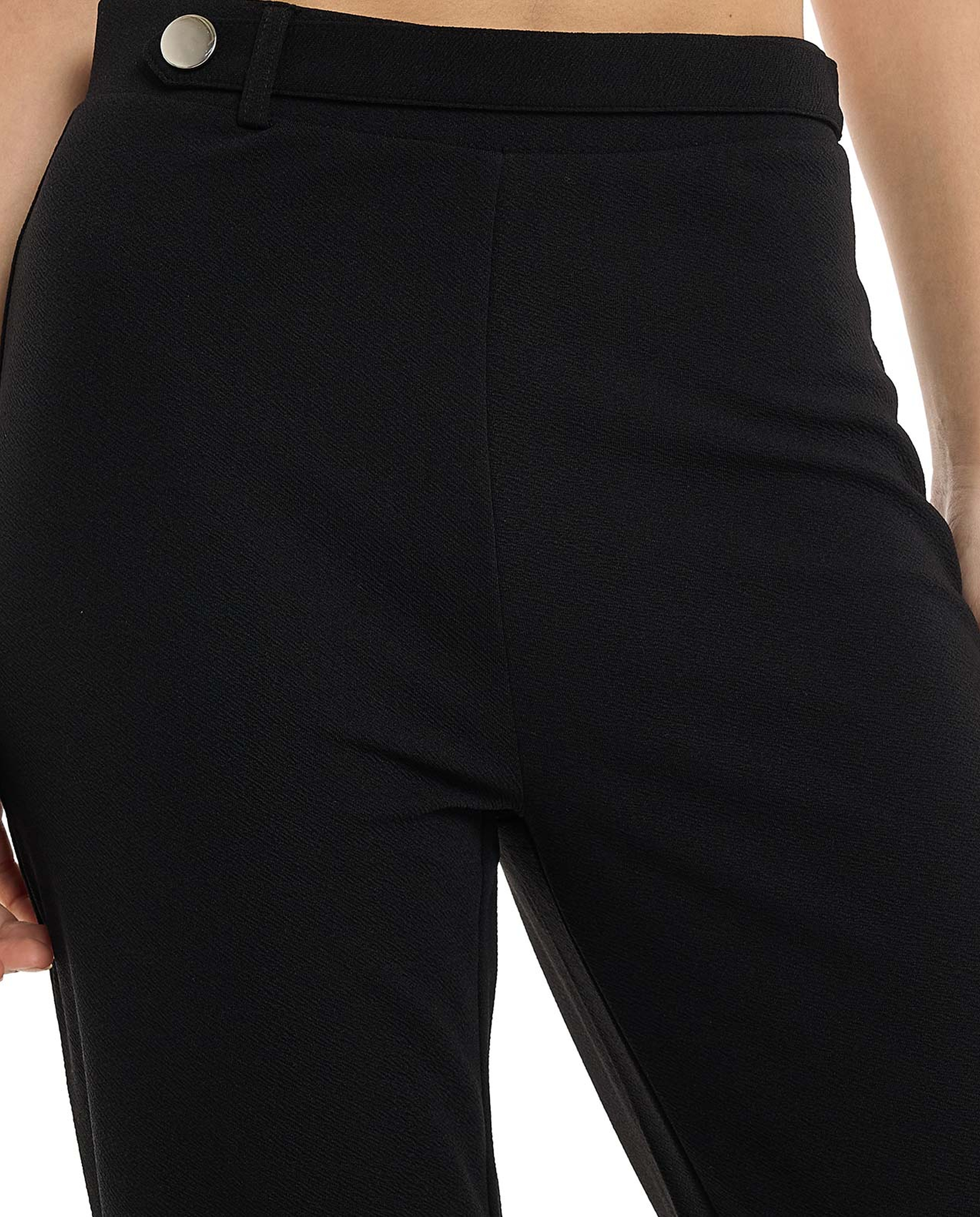 Solid Straight Fit Pants with Elastic Waist