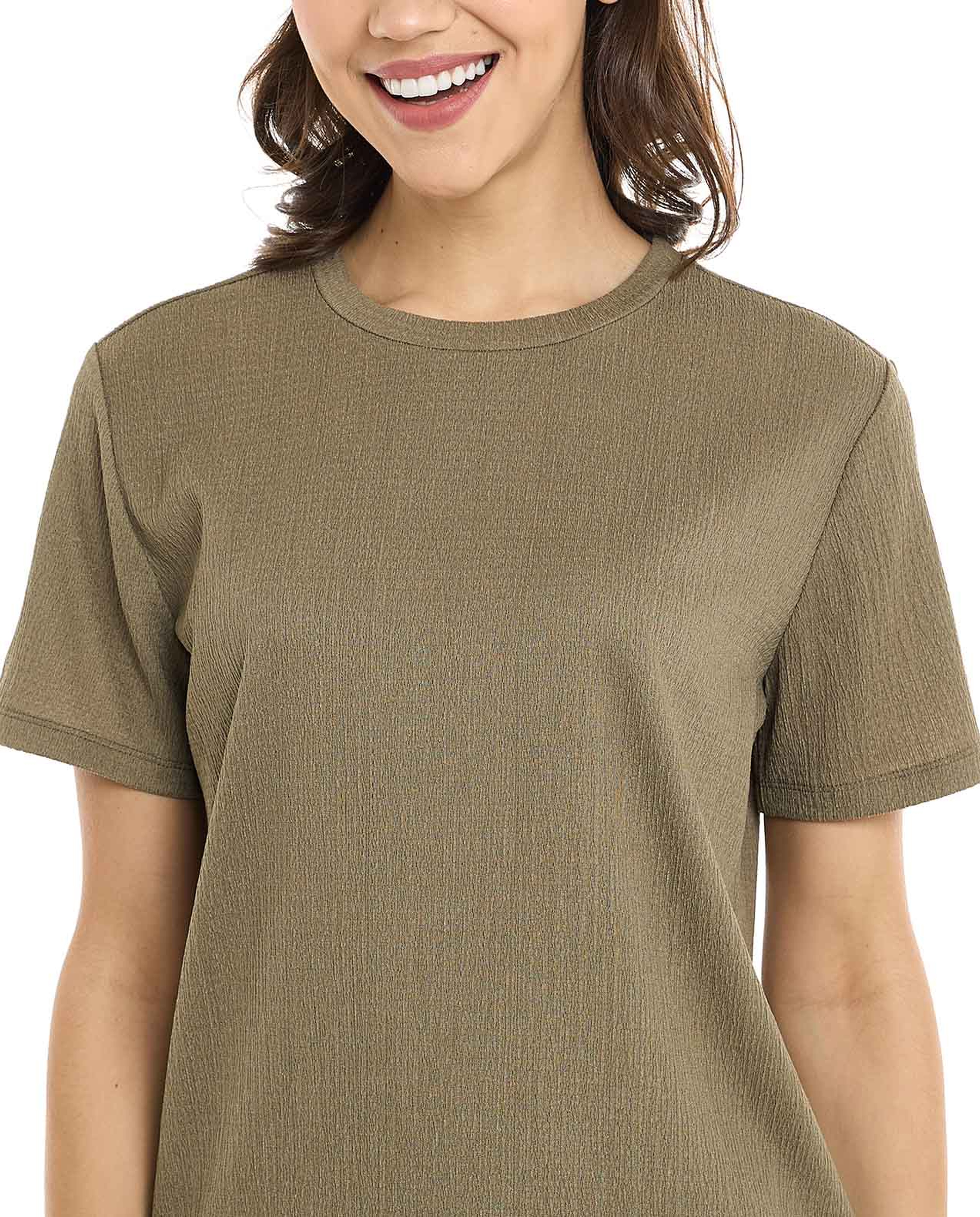 Texture T-Shirt with Crew Neck and Short Sleeves