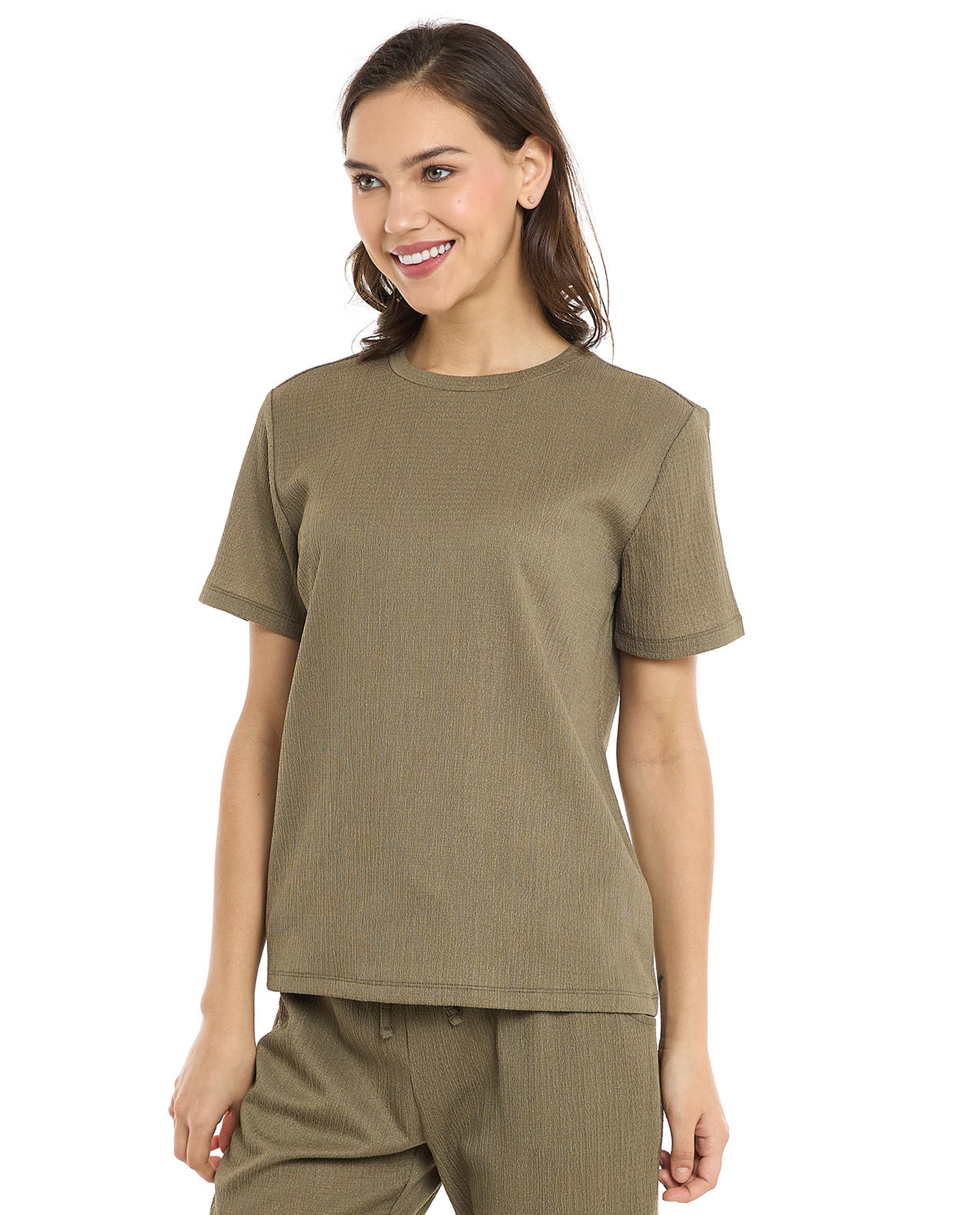 Texture T-Shirt with Crew Neck and Short Sleeves