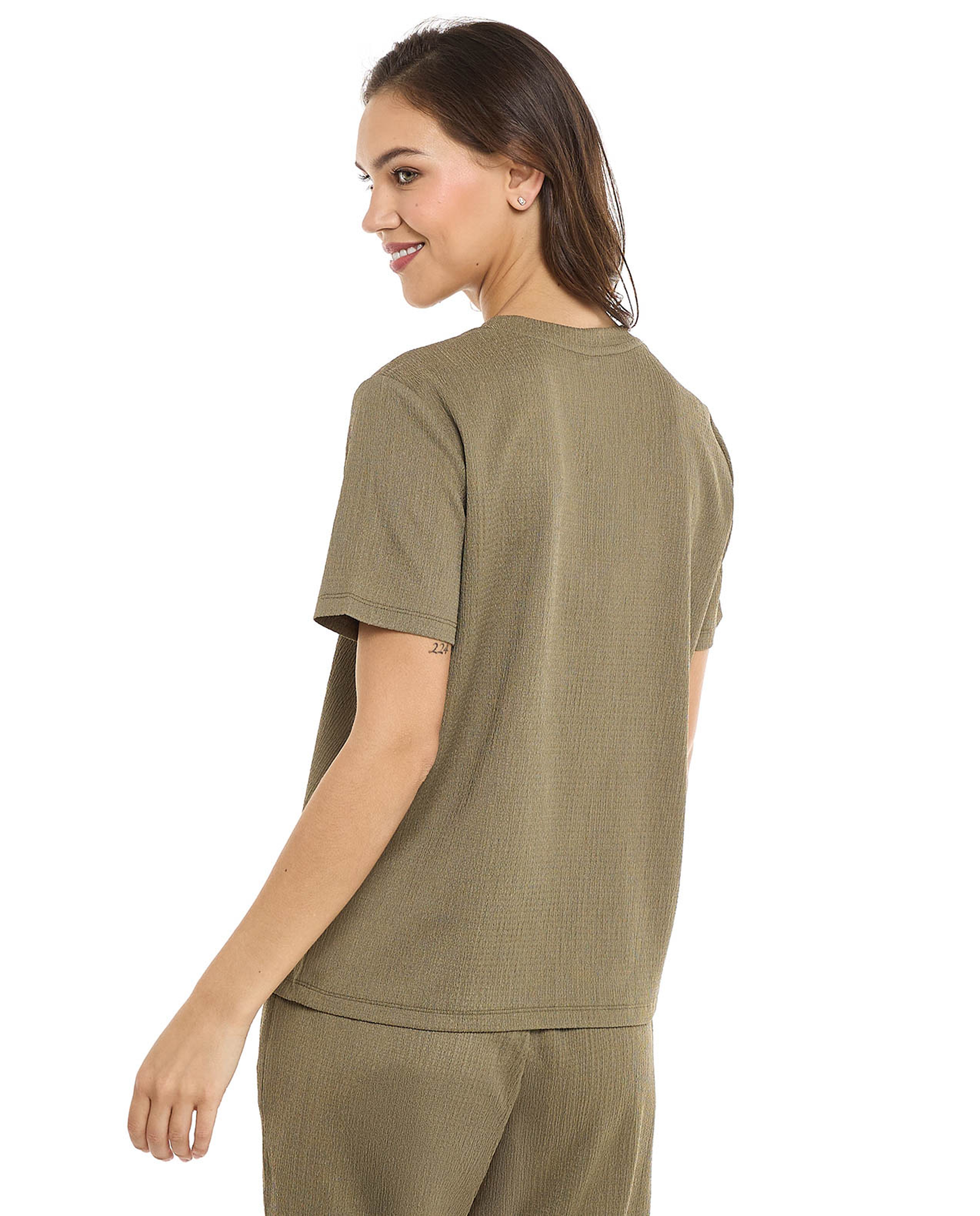 Texture T-Shirt with Crew Neck and Short Sleeves