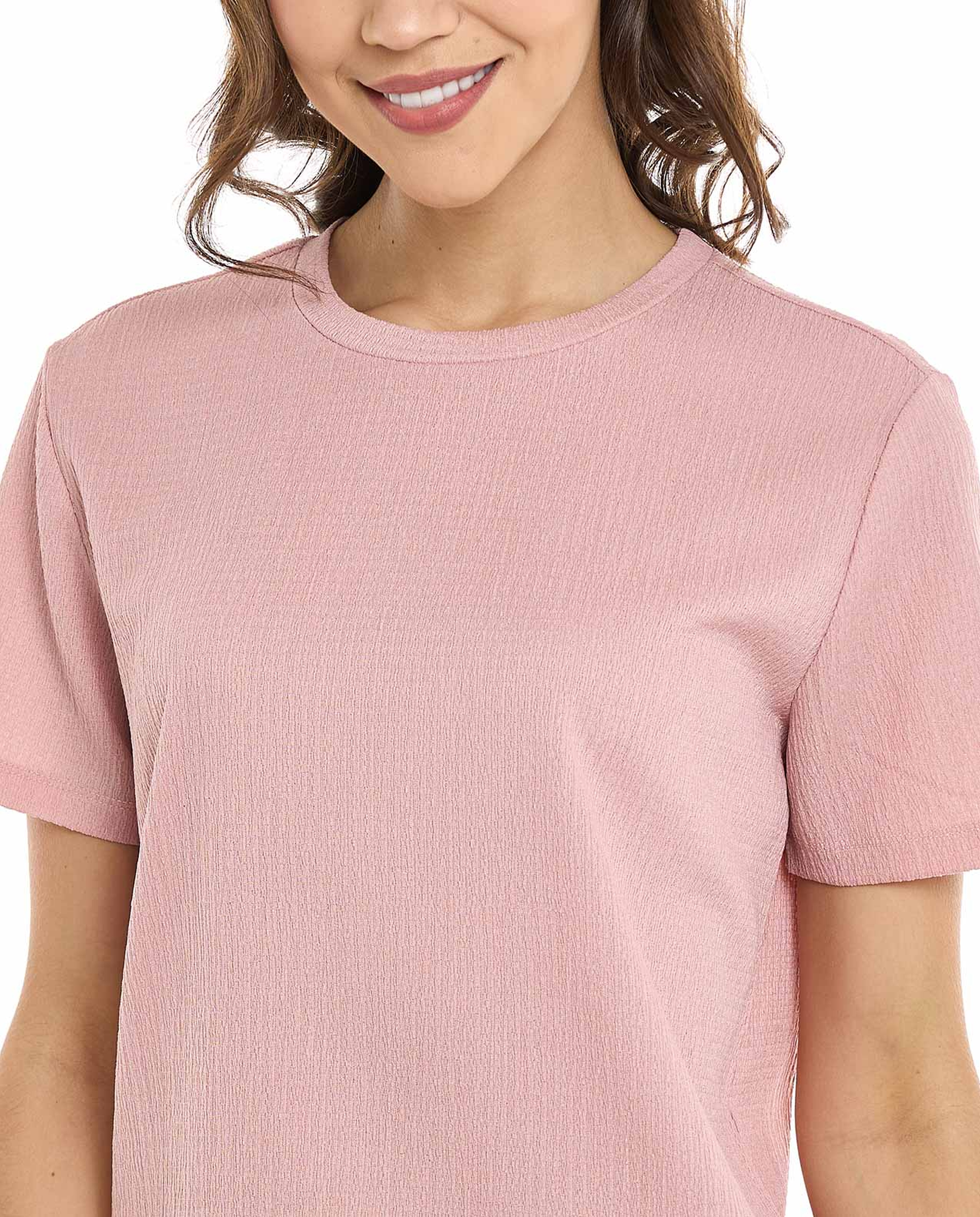 Texture T-Shirt with Crew Neck and Short Sleeves