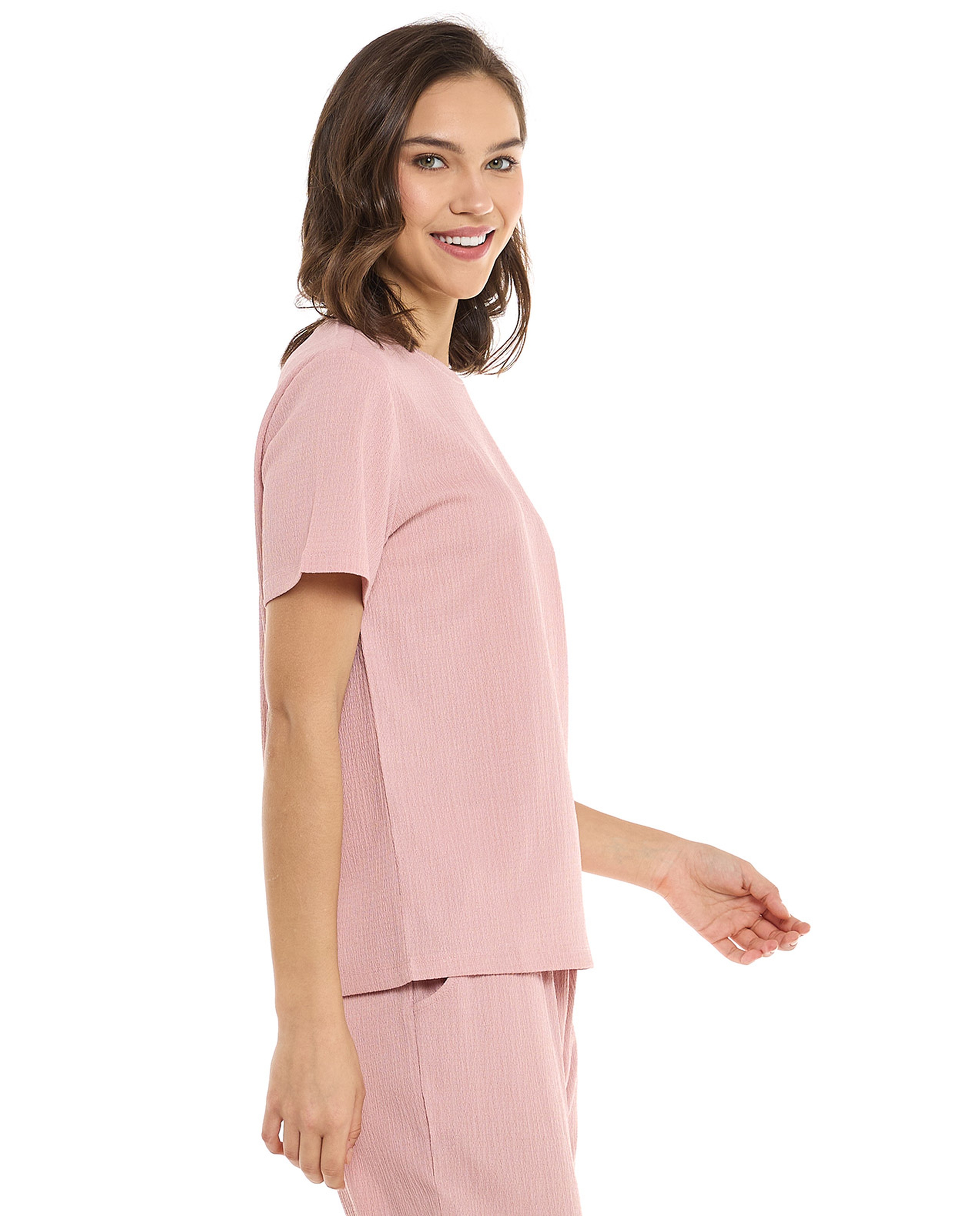 Texture T-Shirt with Crew Neck and Short Sleeves