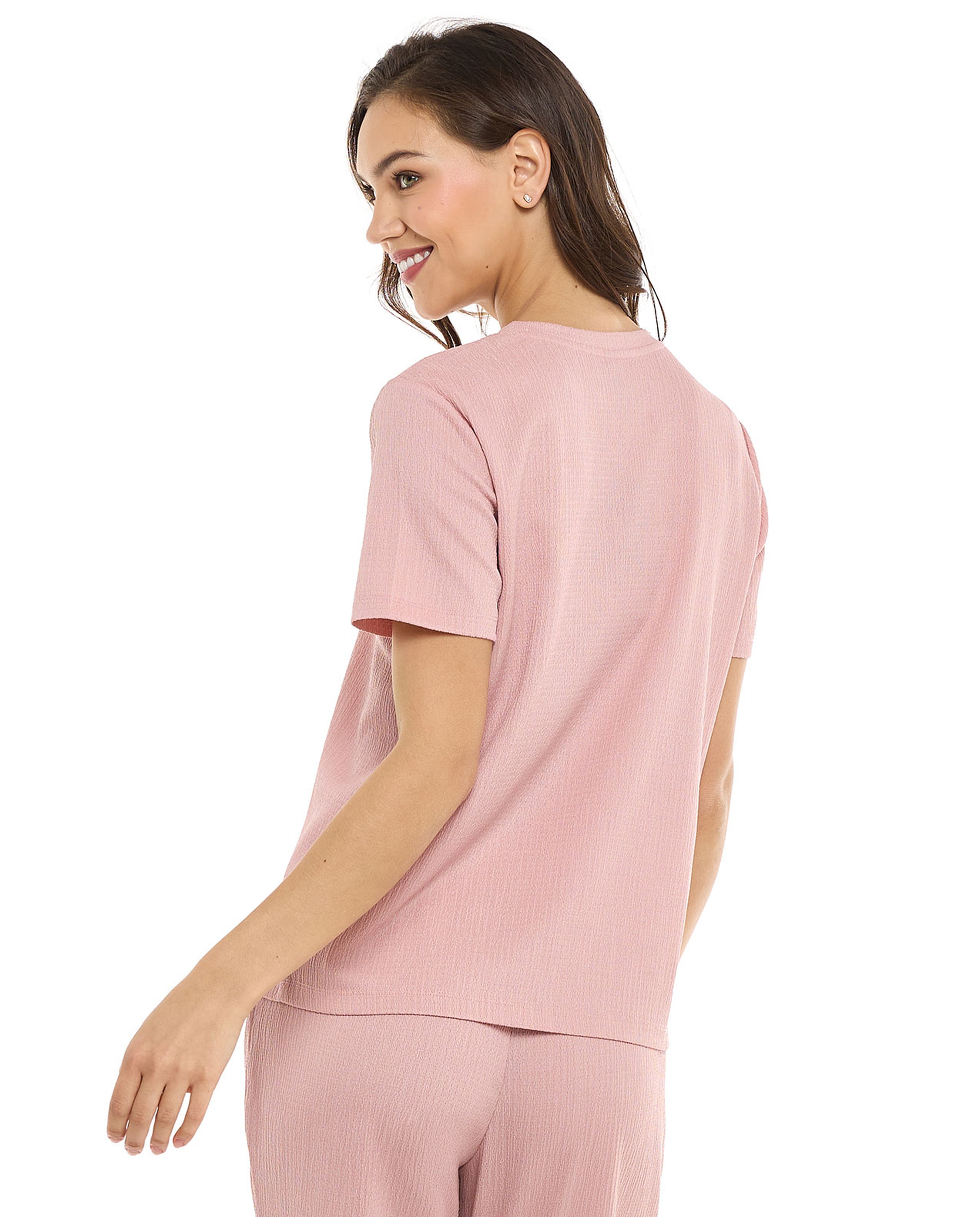 Texture T-Shirt with Crew Neck and Short Sleeves