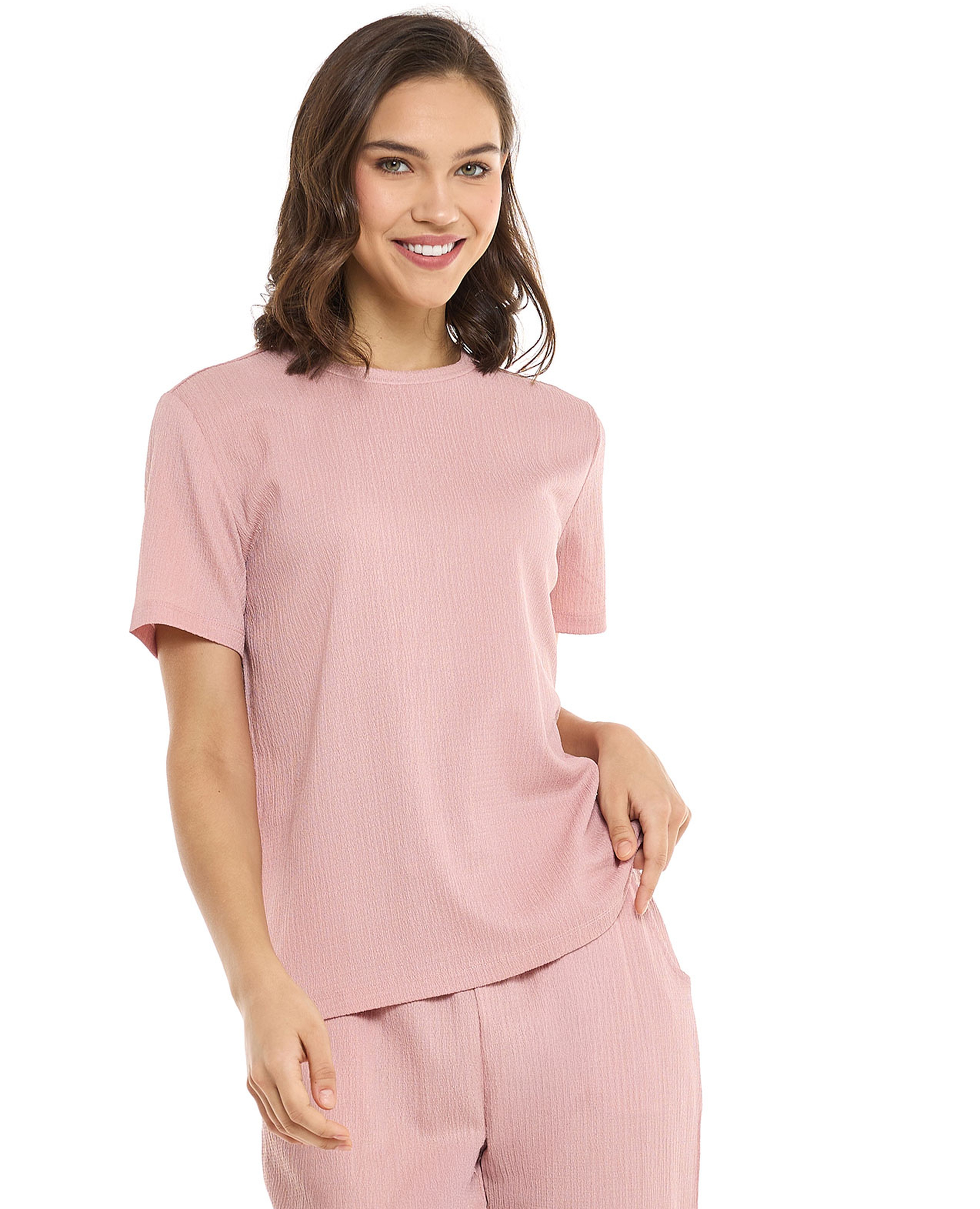 Texture T-Shirt with Crew Neck and Short Sleeves