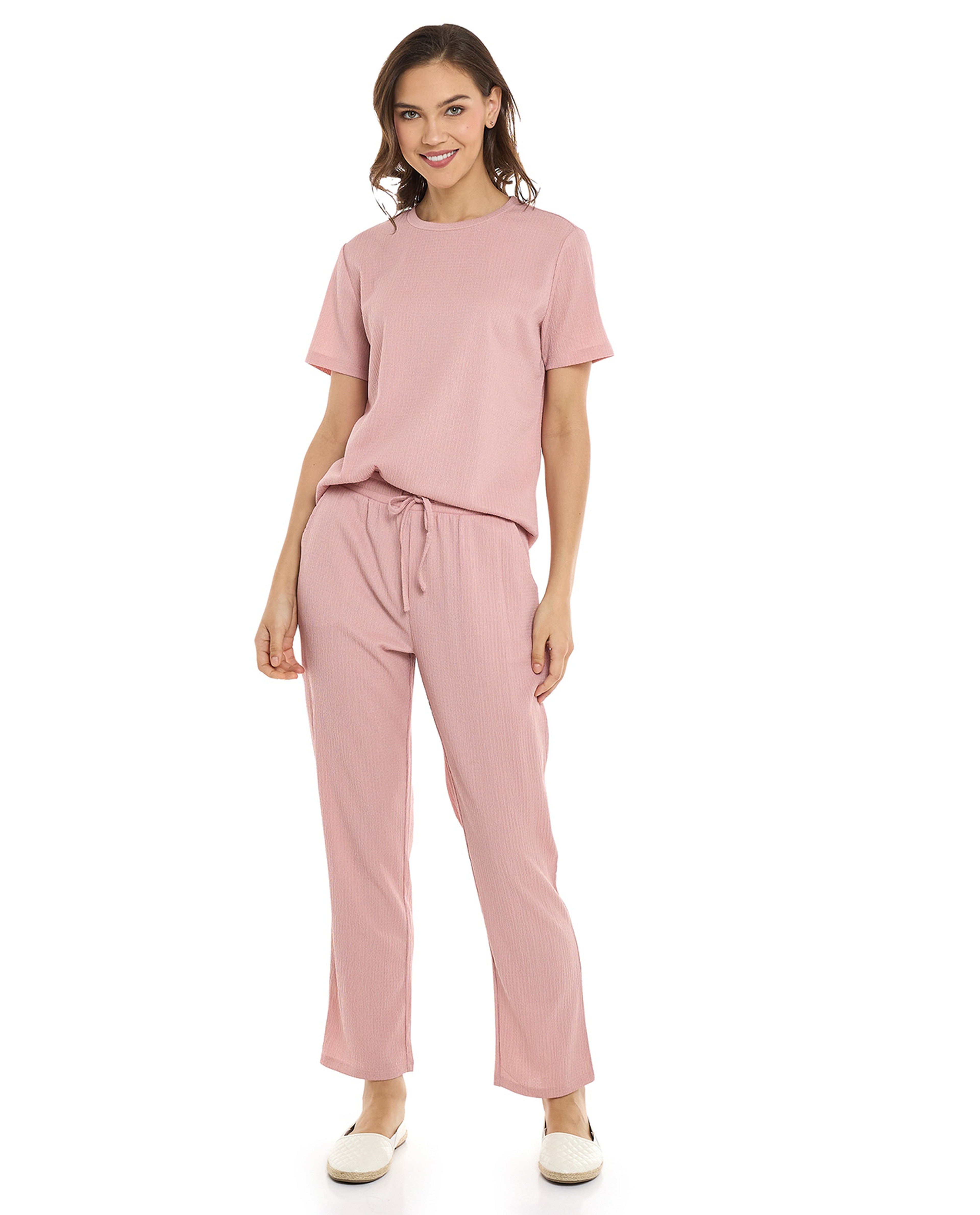 Texture T-Shirt with Crew Neck and Short Sleeves