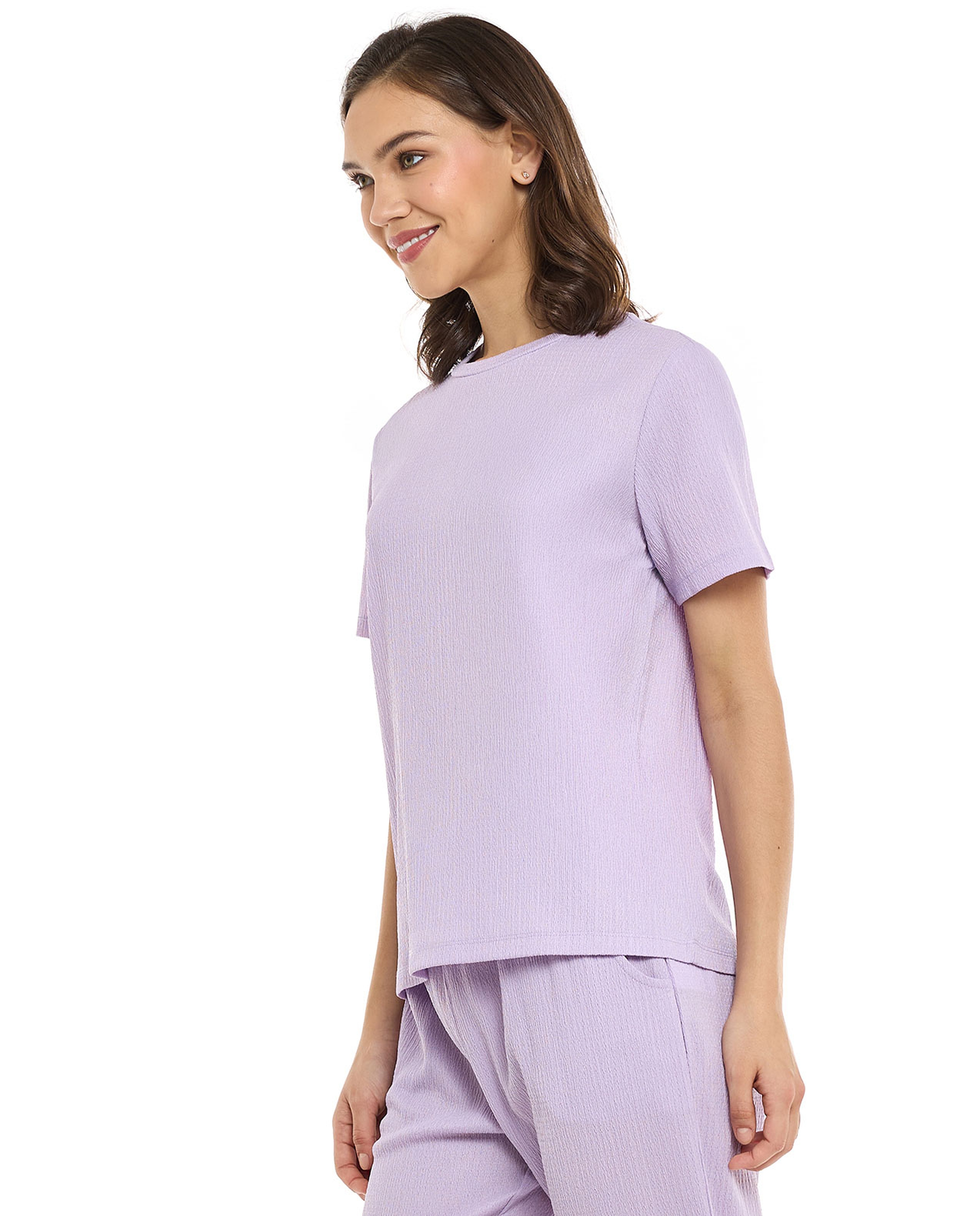 Texture T-Shirt with Crew Neck and Short Sleeves