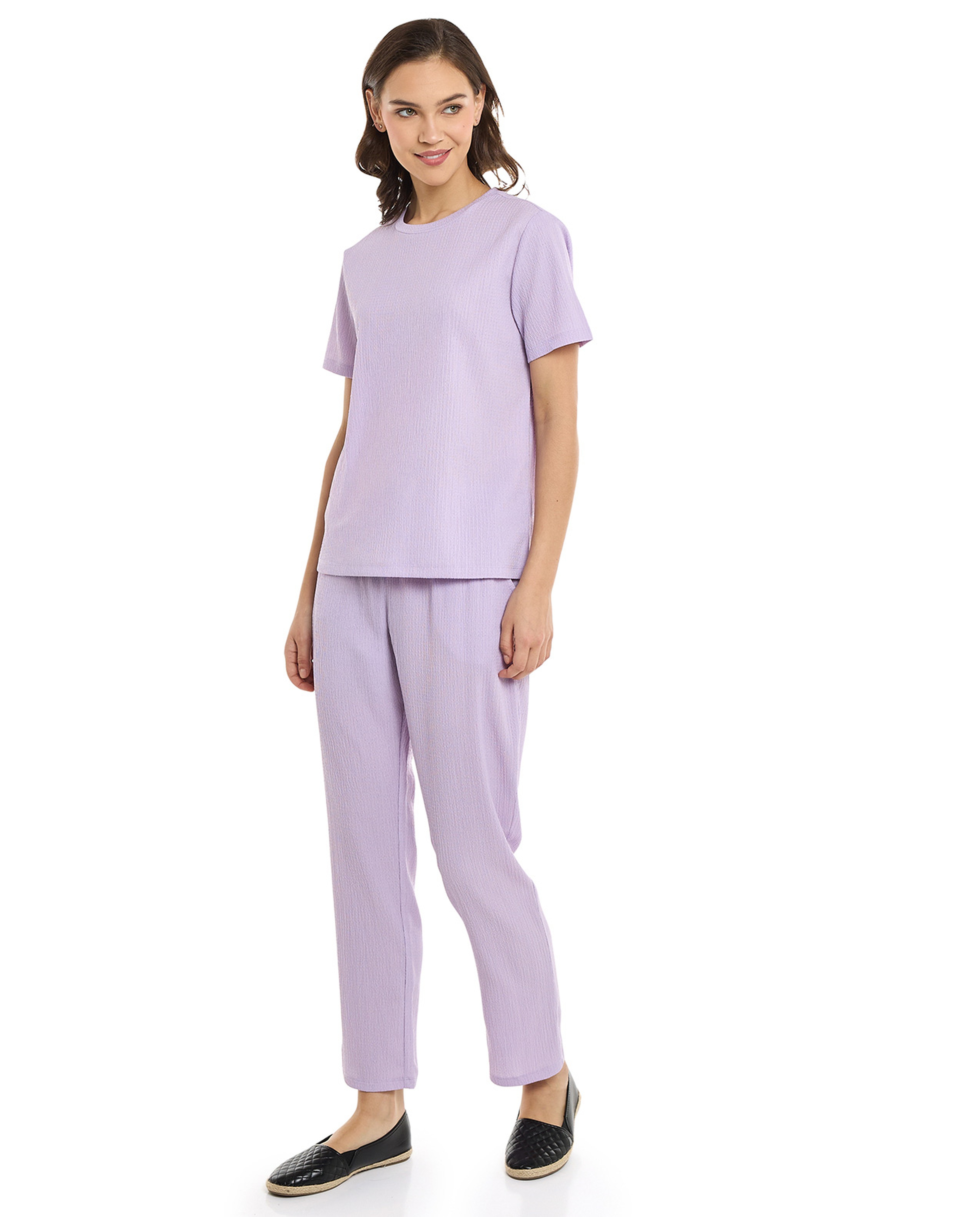 Texture T-Shirt with Crew Neck and Short Sleeves