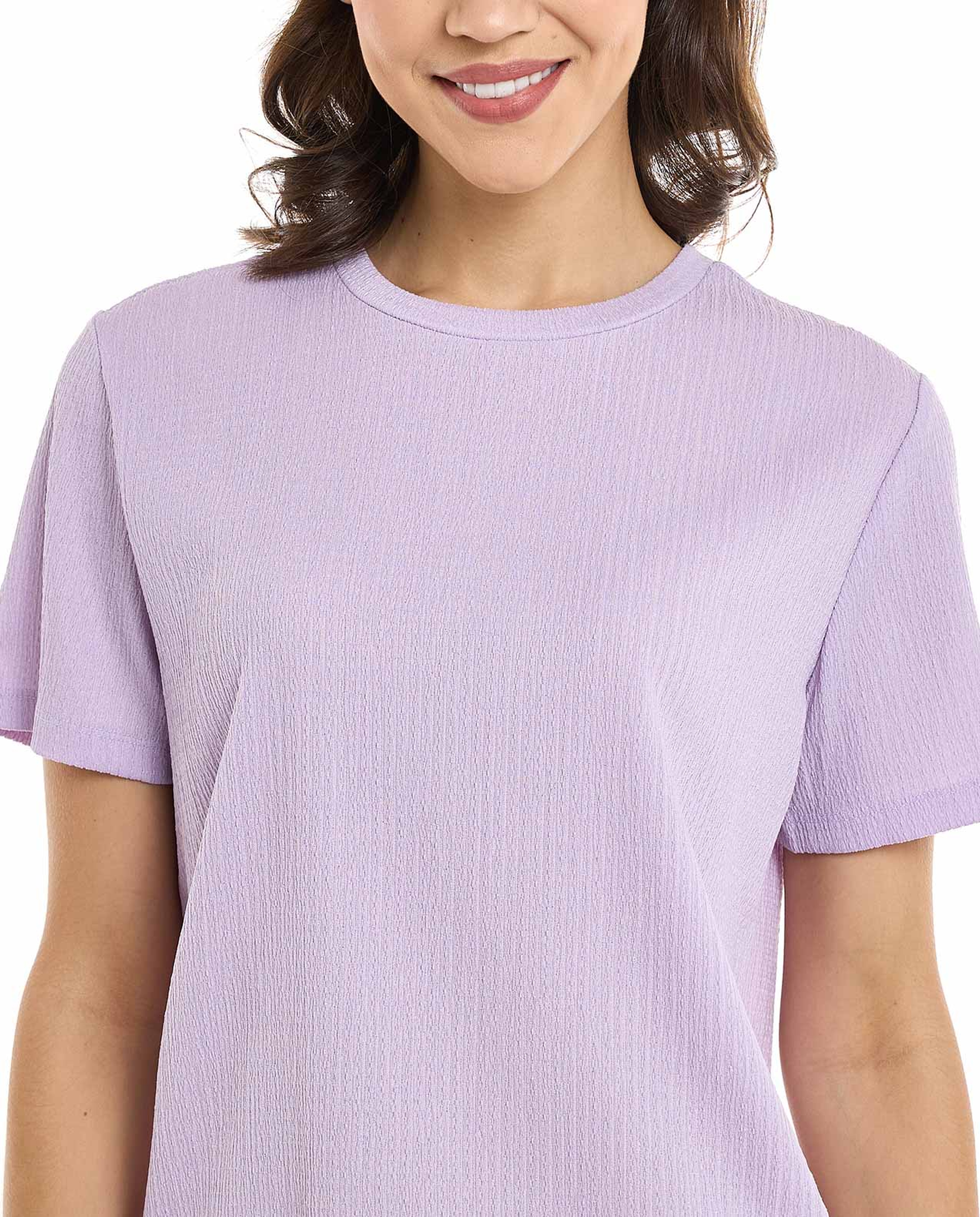 Texture T-Shirt with Crew Neck and Short Sleeves