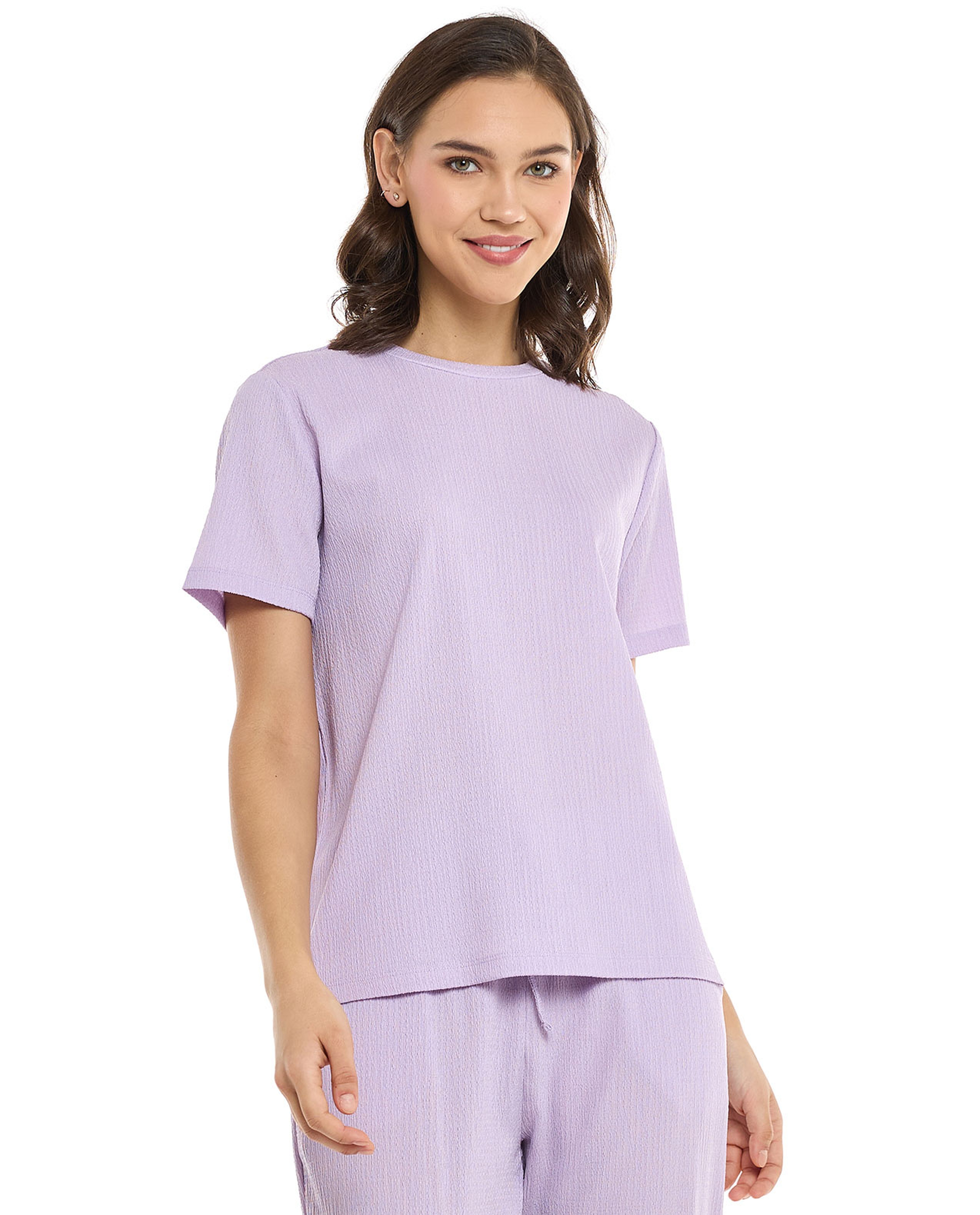 Texture T-Shirt with Crew Neck and Short Sleeves