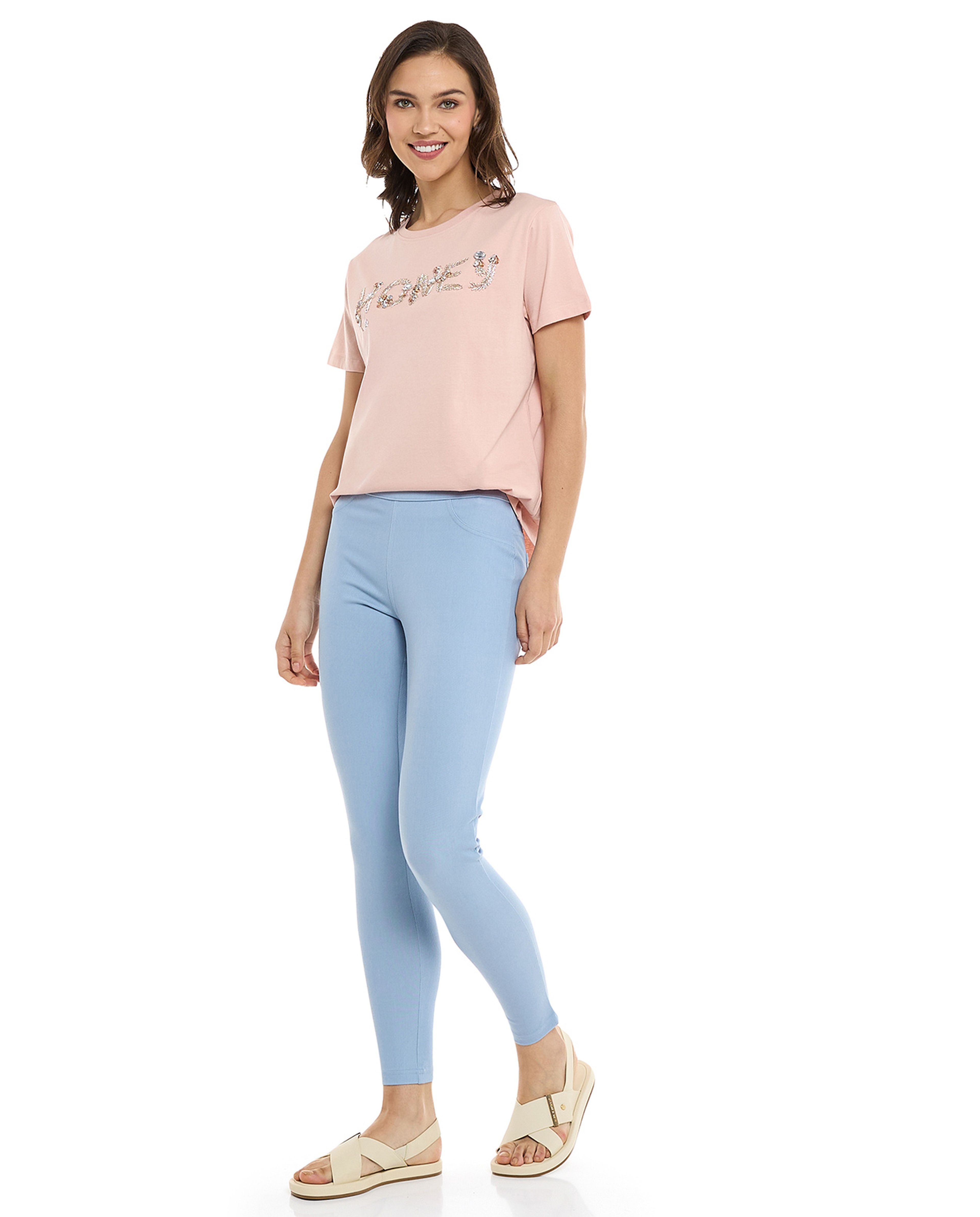 Solid Jeggings with Elastic Waist