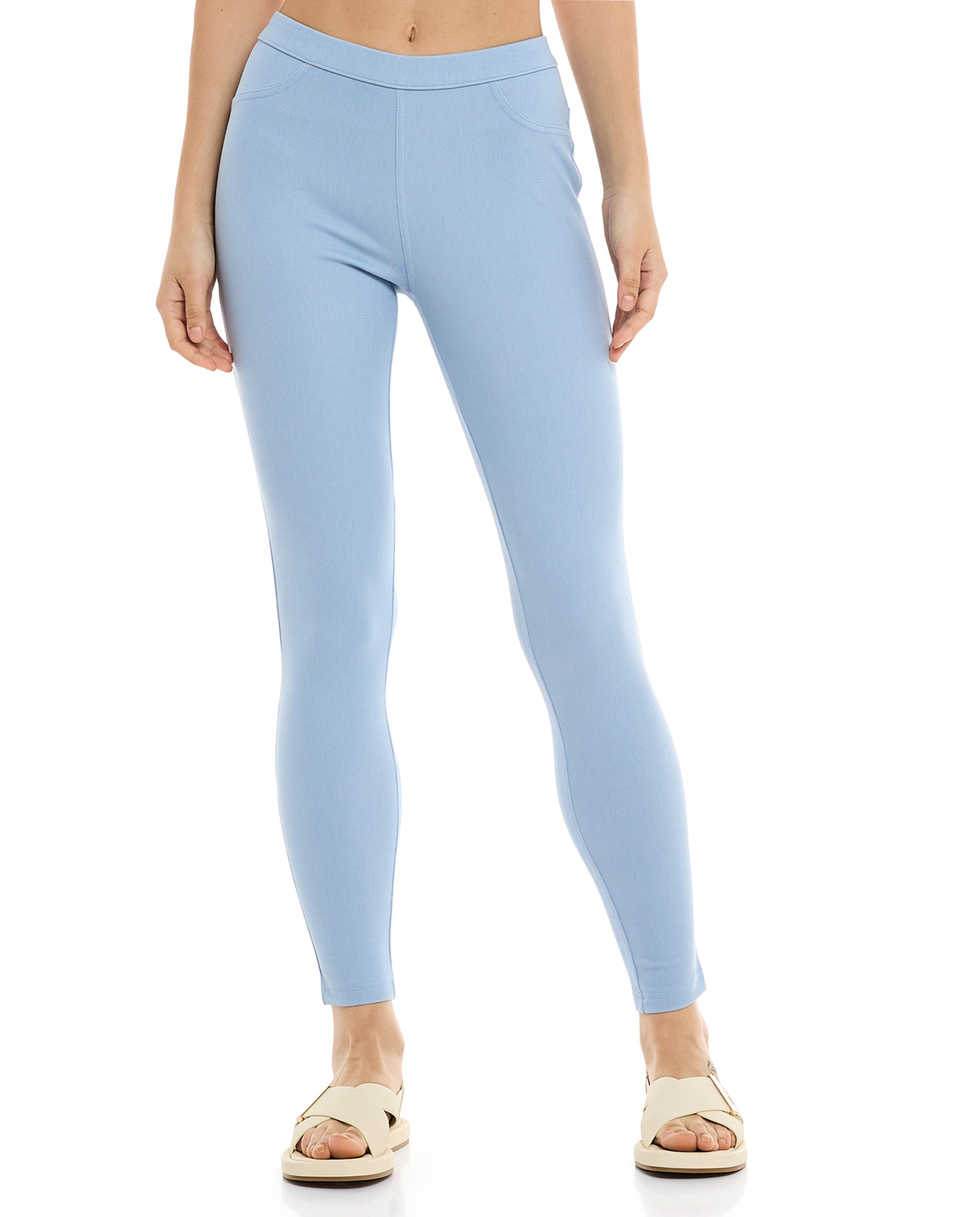 Solid Jeggings with Elastic Waist