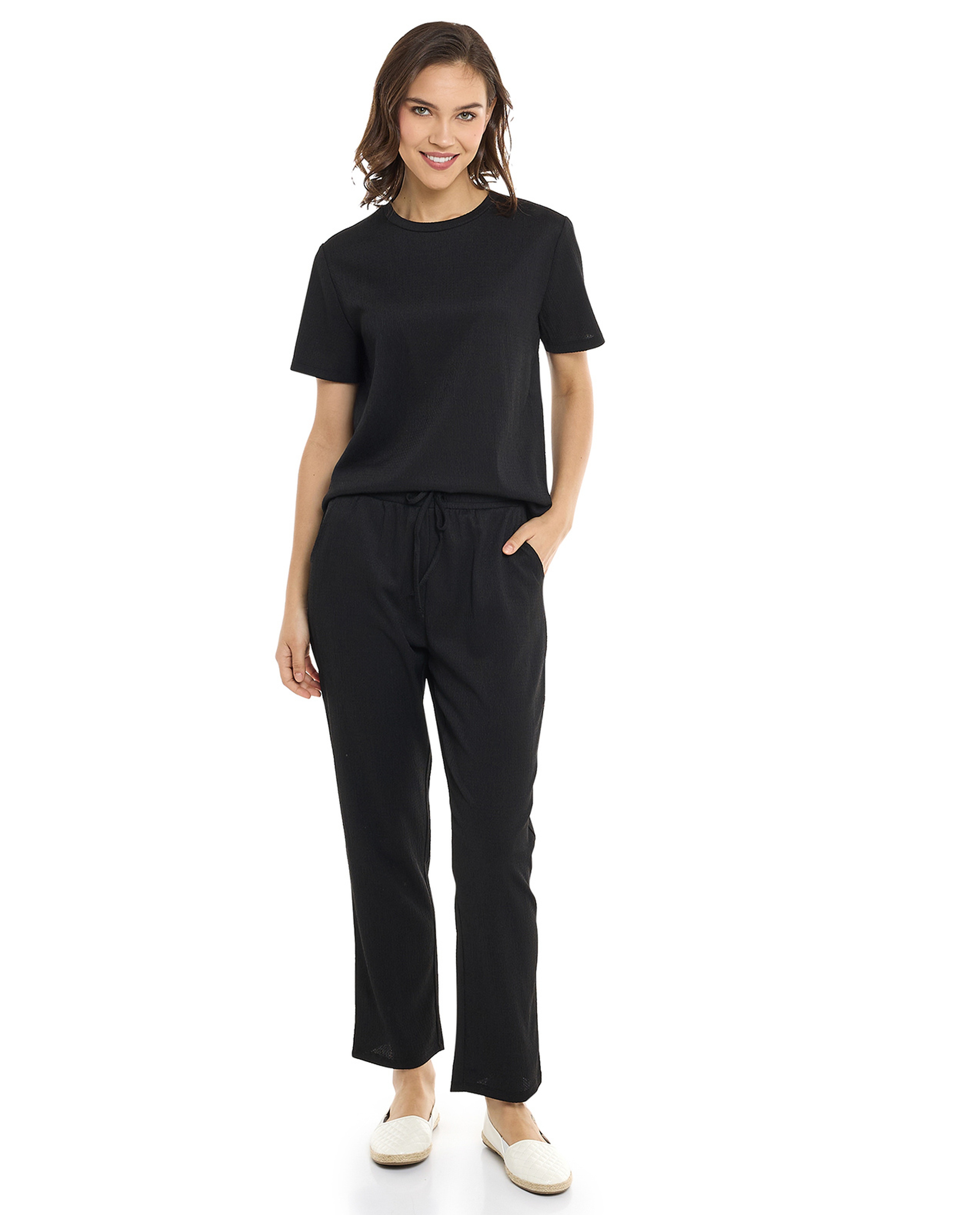 Texture T-Shirt with Crew Neck and Short Sleeves