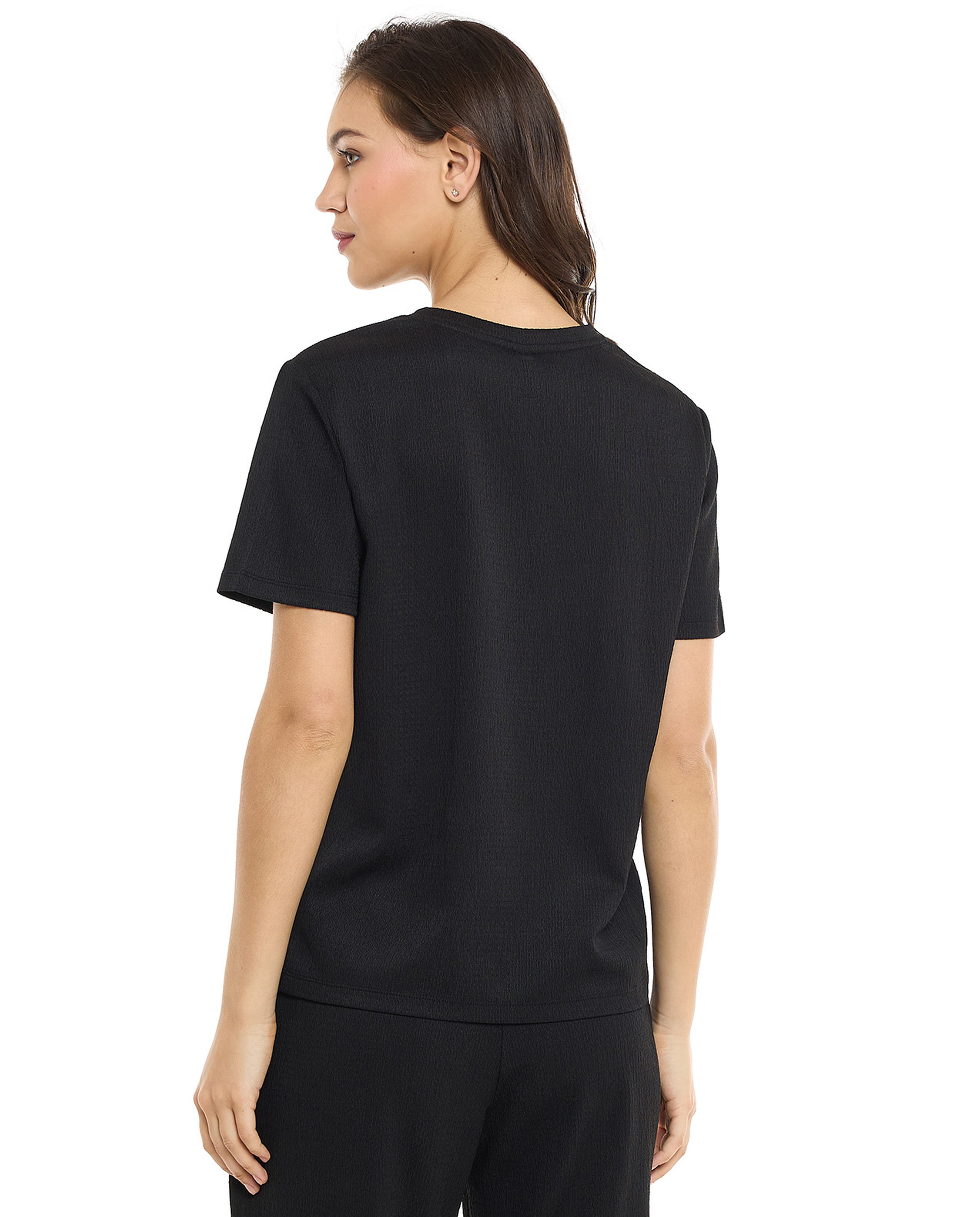 Texture T-Shirt with Crew Neck and Short Sleeves