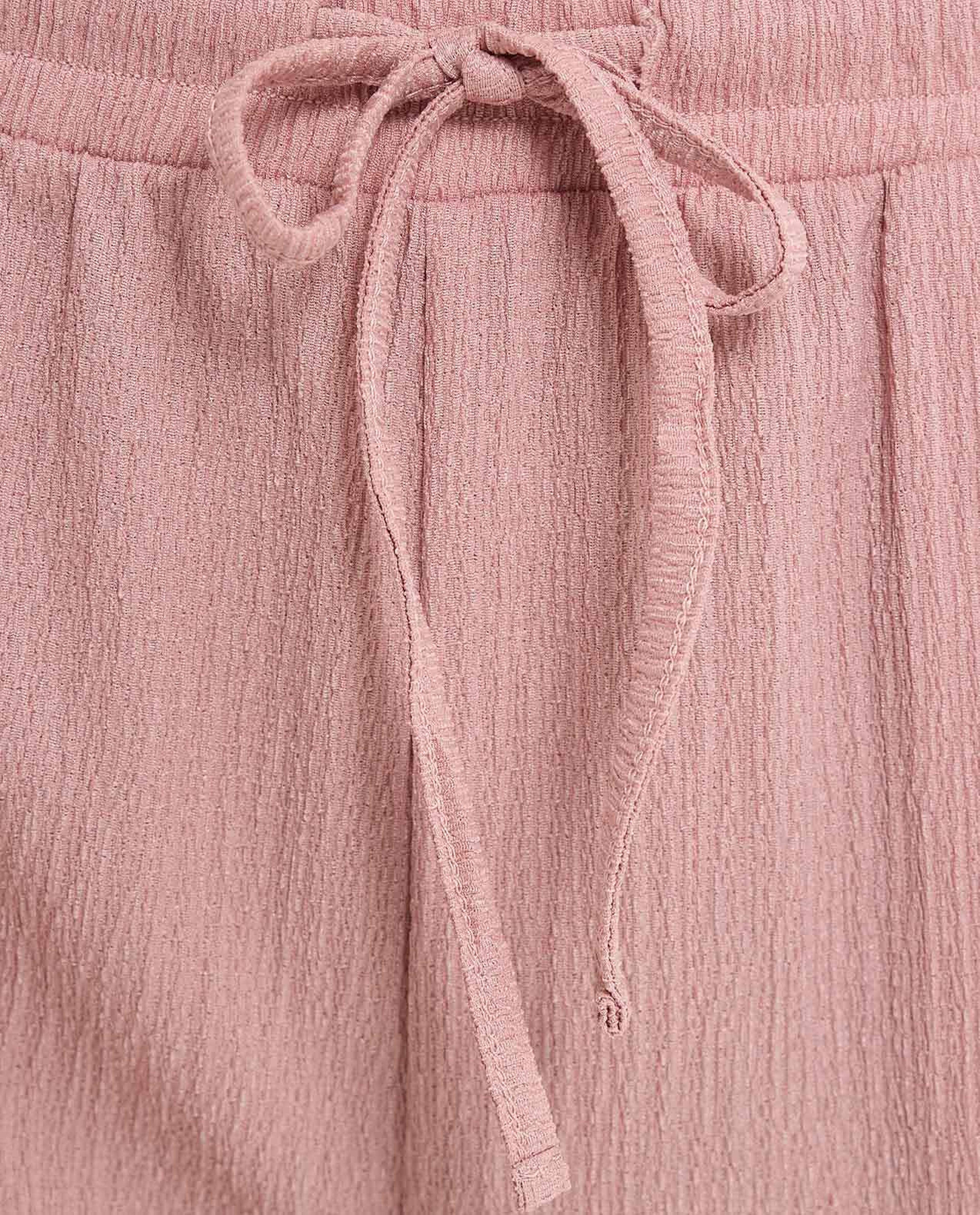 Textured Tapered Fit Pants with Drawstring Waist