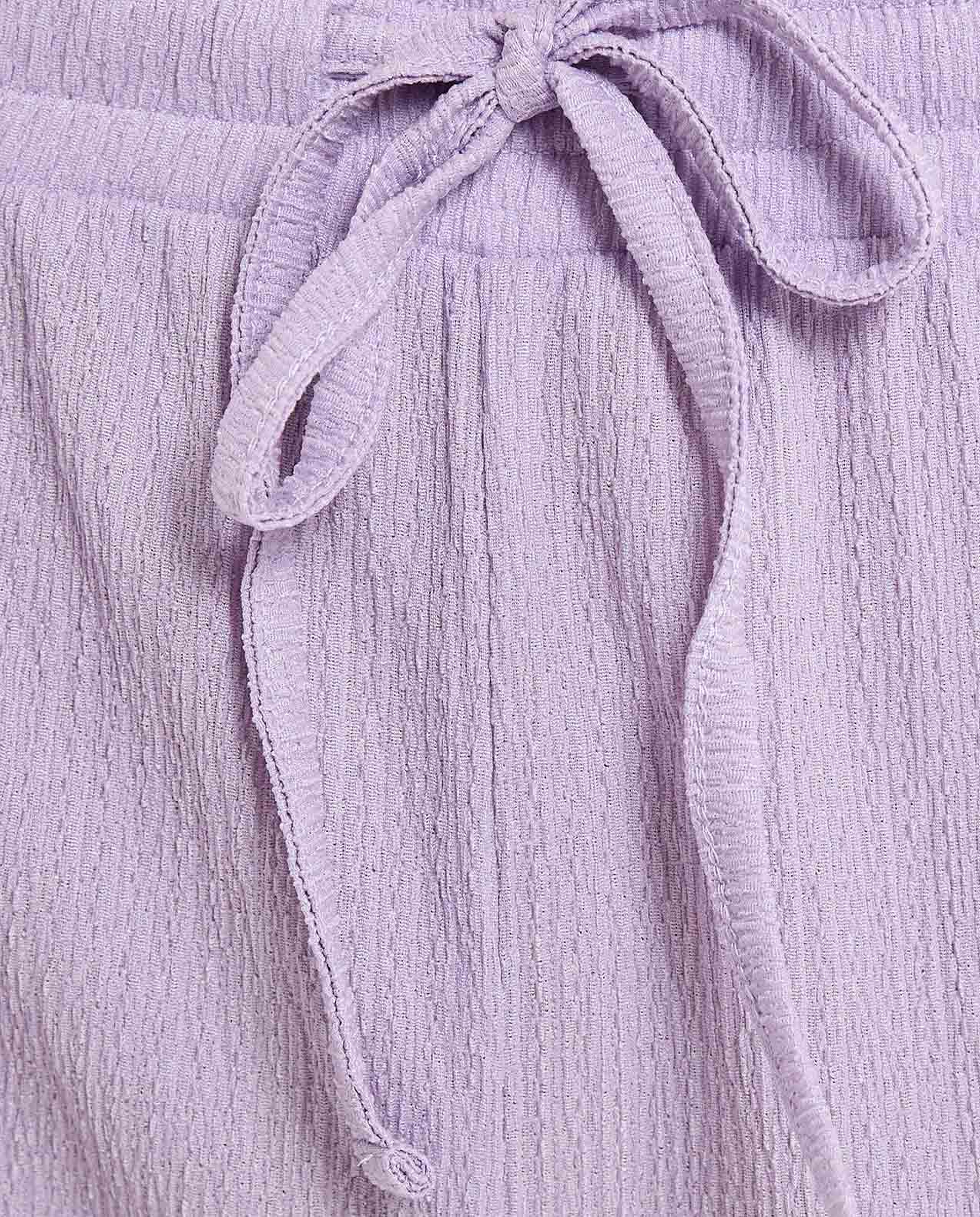 Textured Tapered Fit Pants with Drawstring Waist