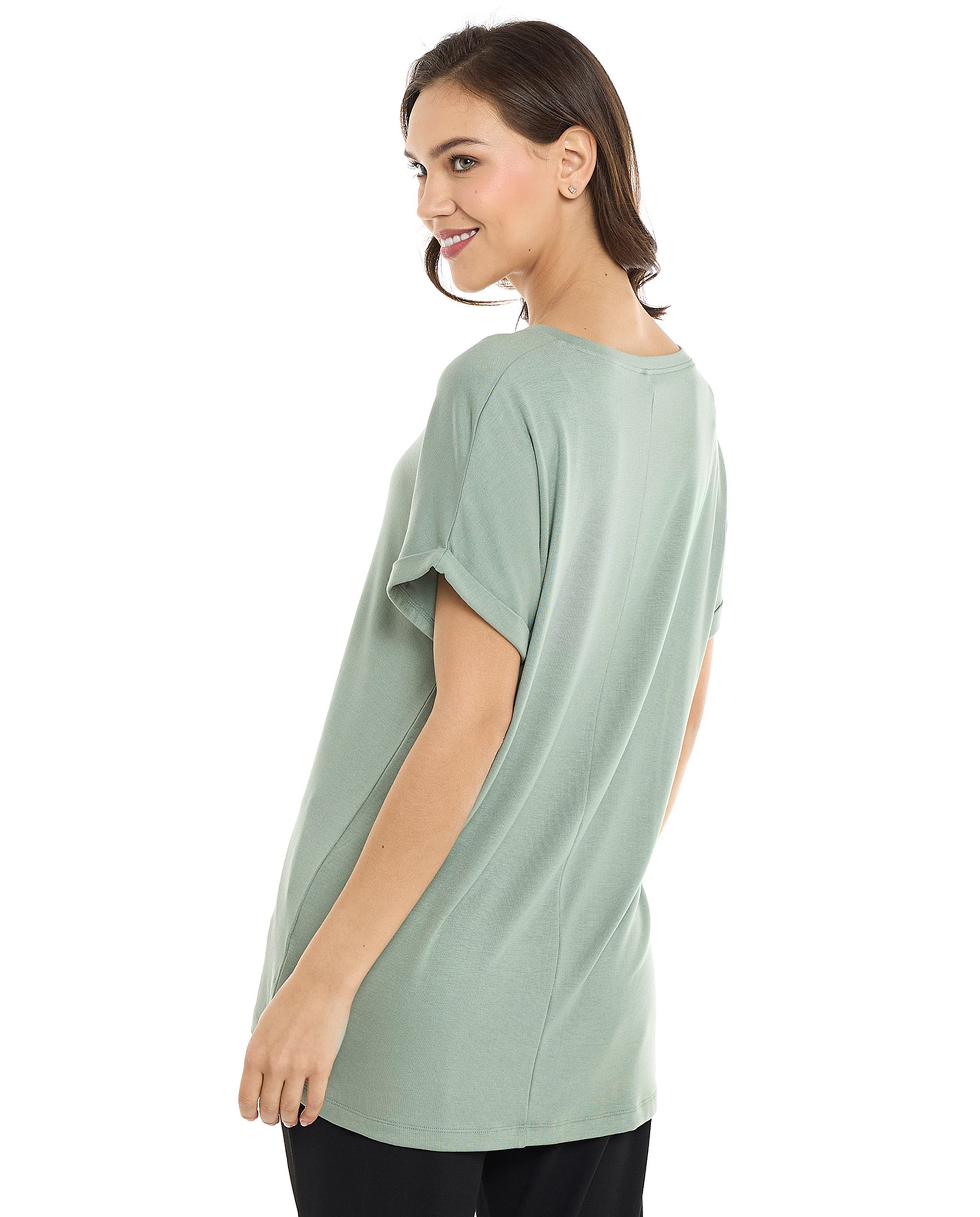 Solid T-Shirt with Round Neck and Short Sleeves