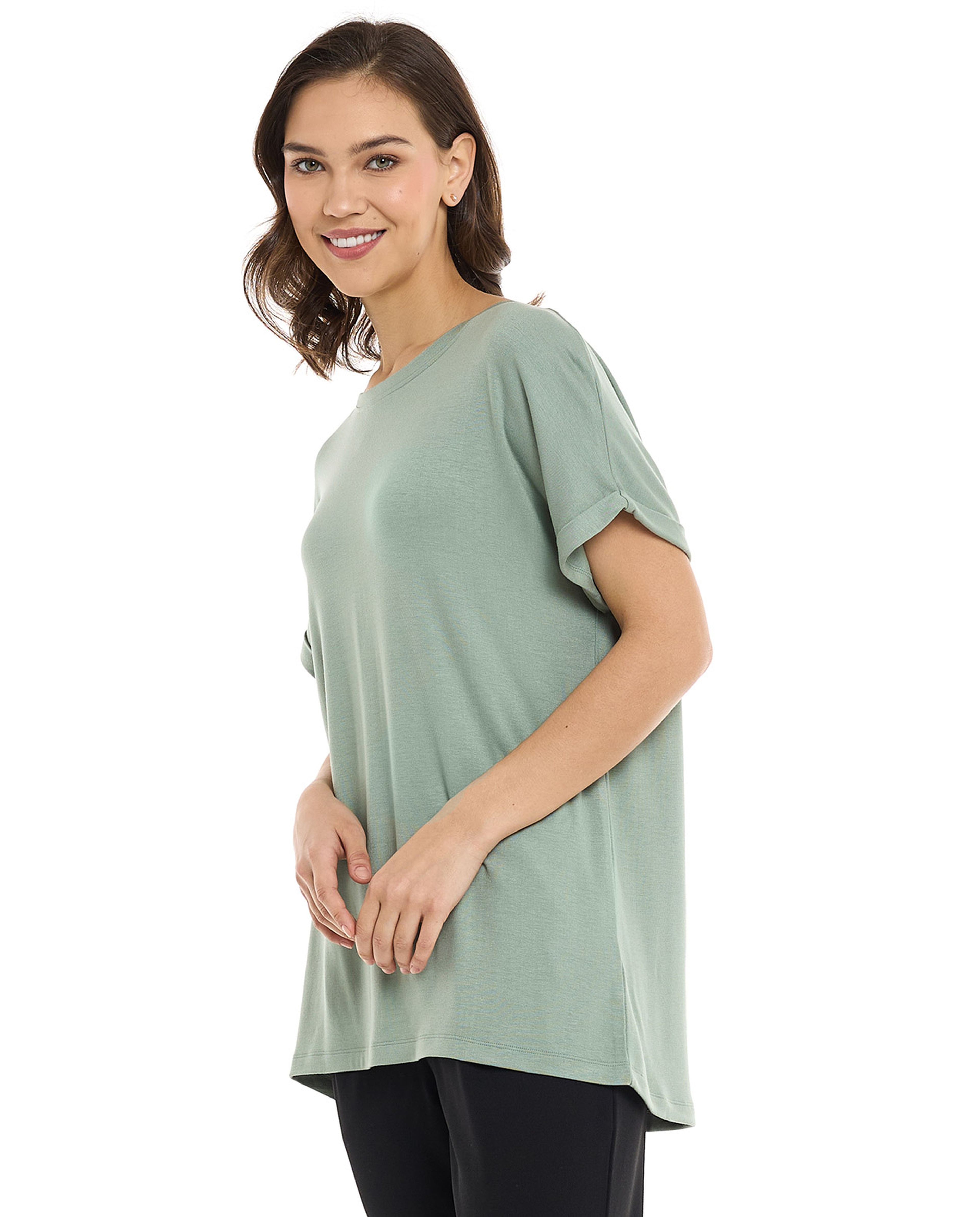 Solid T-Shirt with Round Neck and Short Sleeves