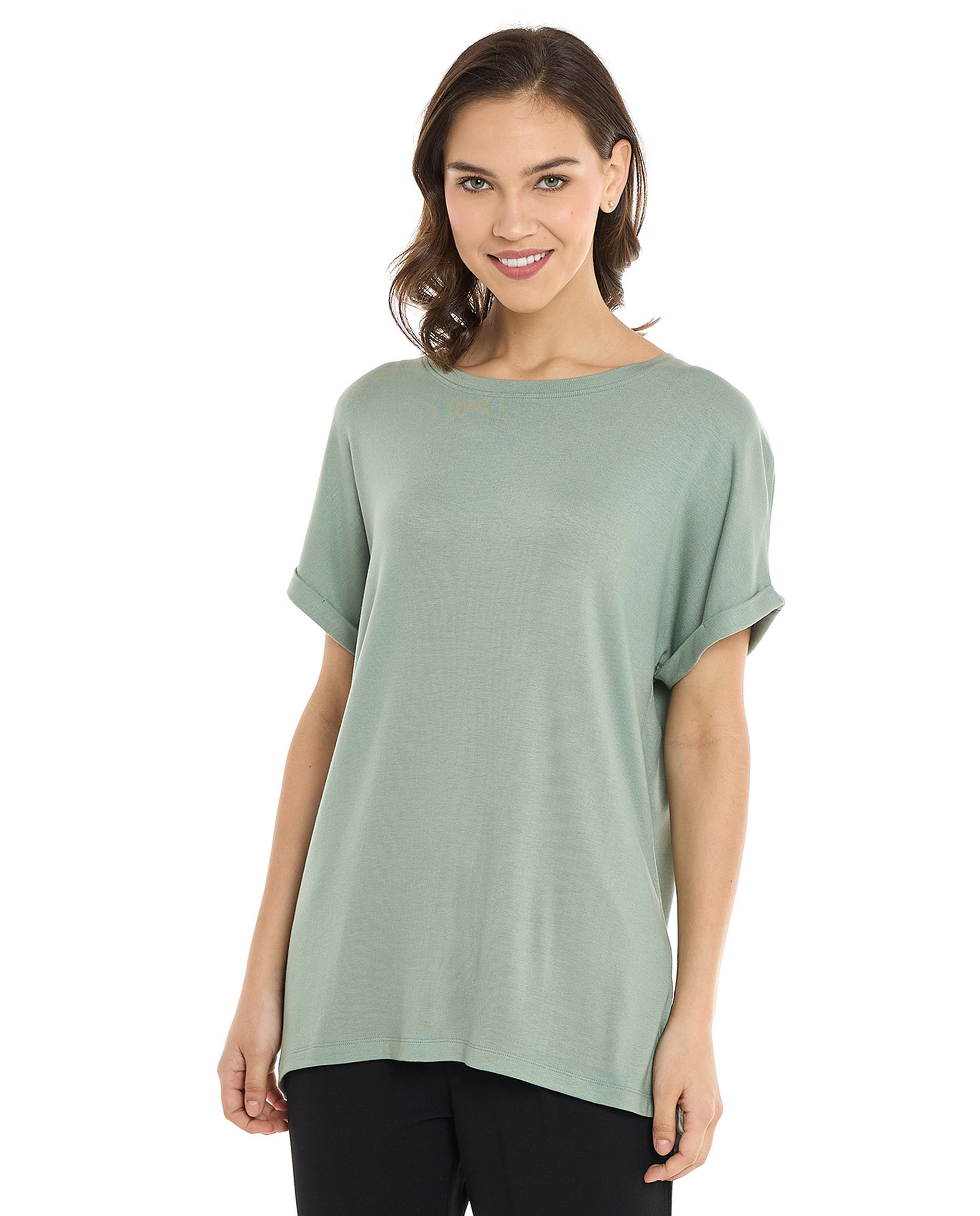 Solid T-Shirt with Round Neck and Short Sleeves