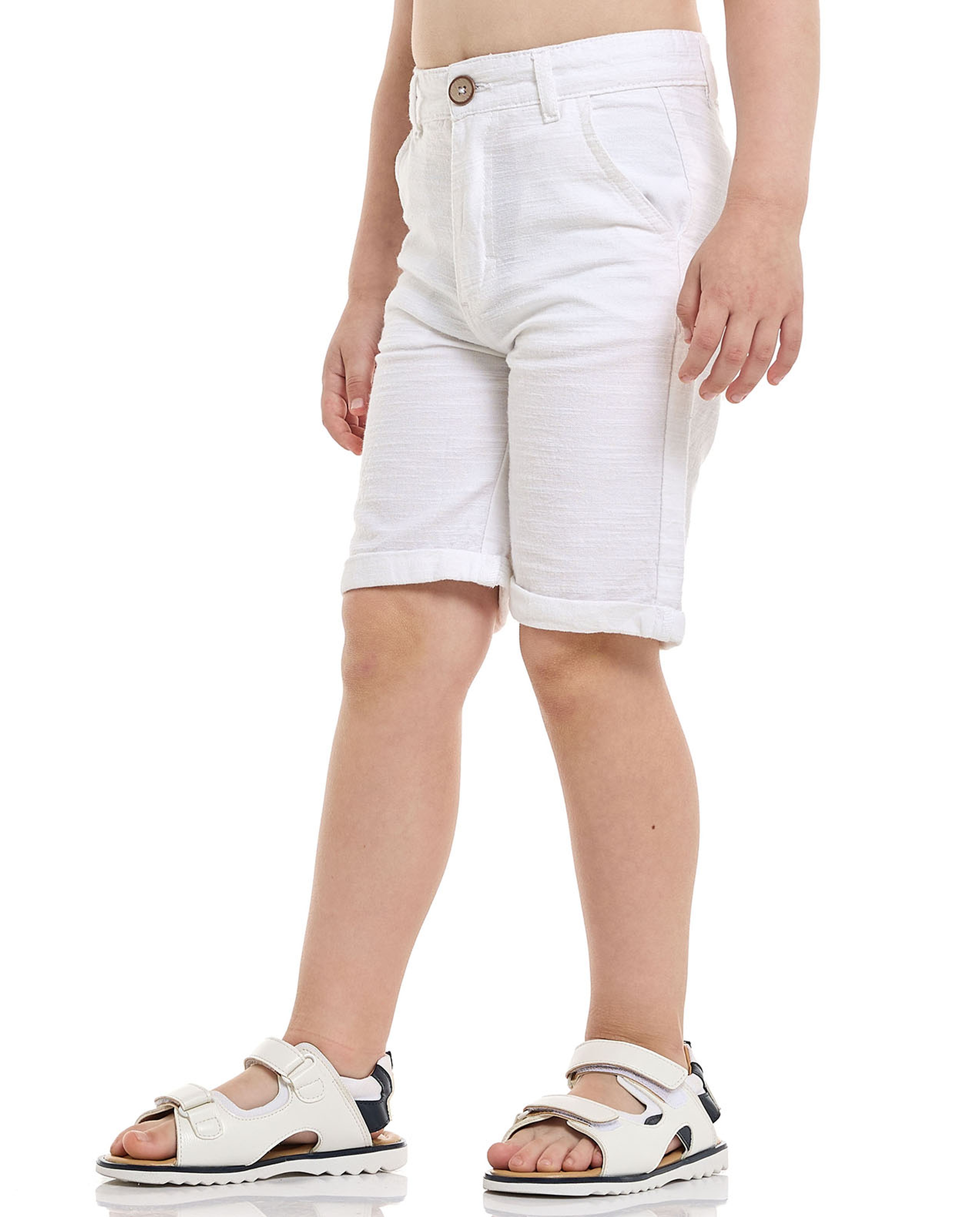 Solid Shorts with Button Closure