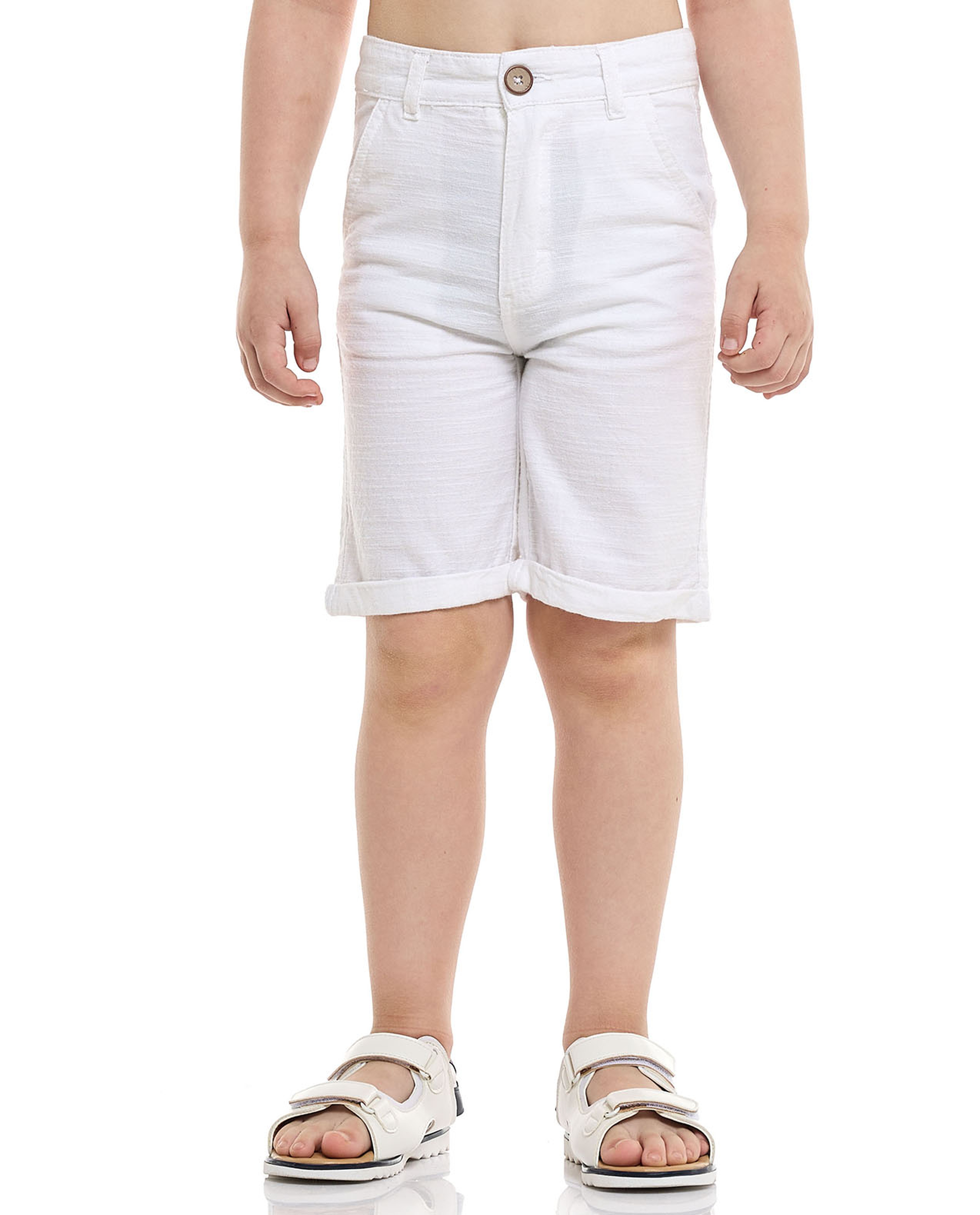 Solid Shorts with Button Closure