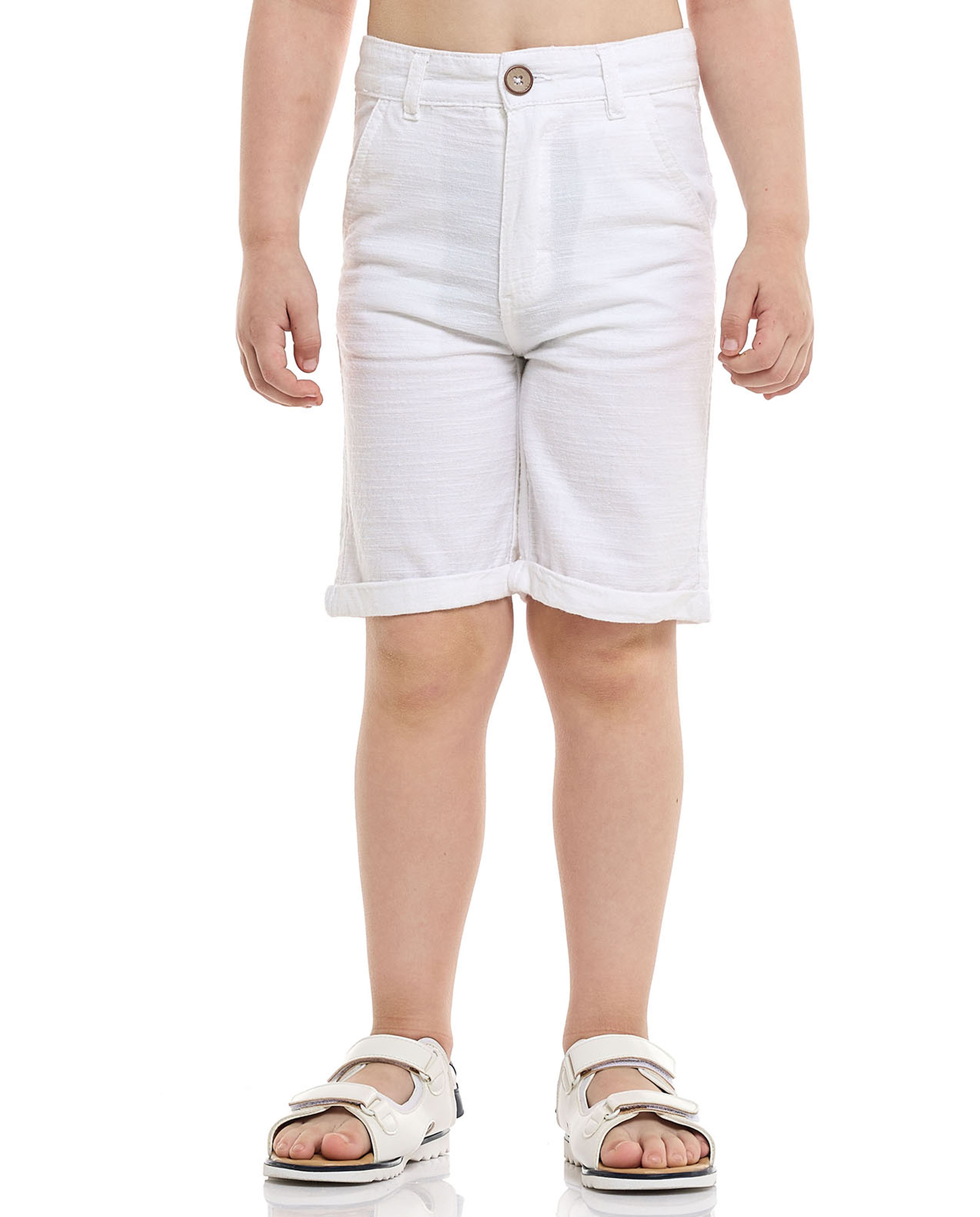 Solid Shorts with Button Closure