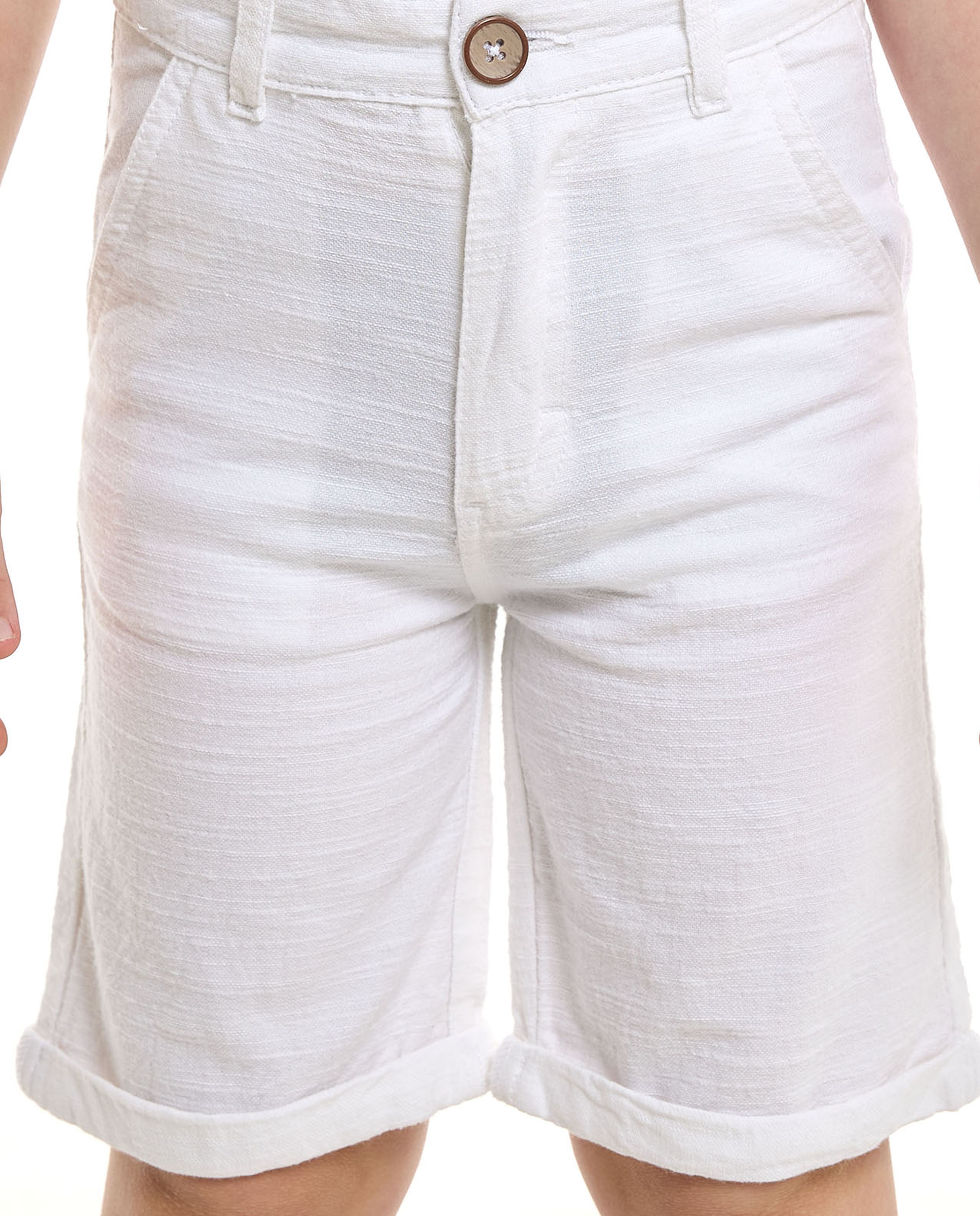 Solid Shorts with Button Closure