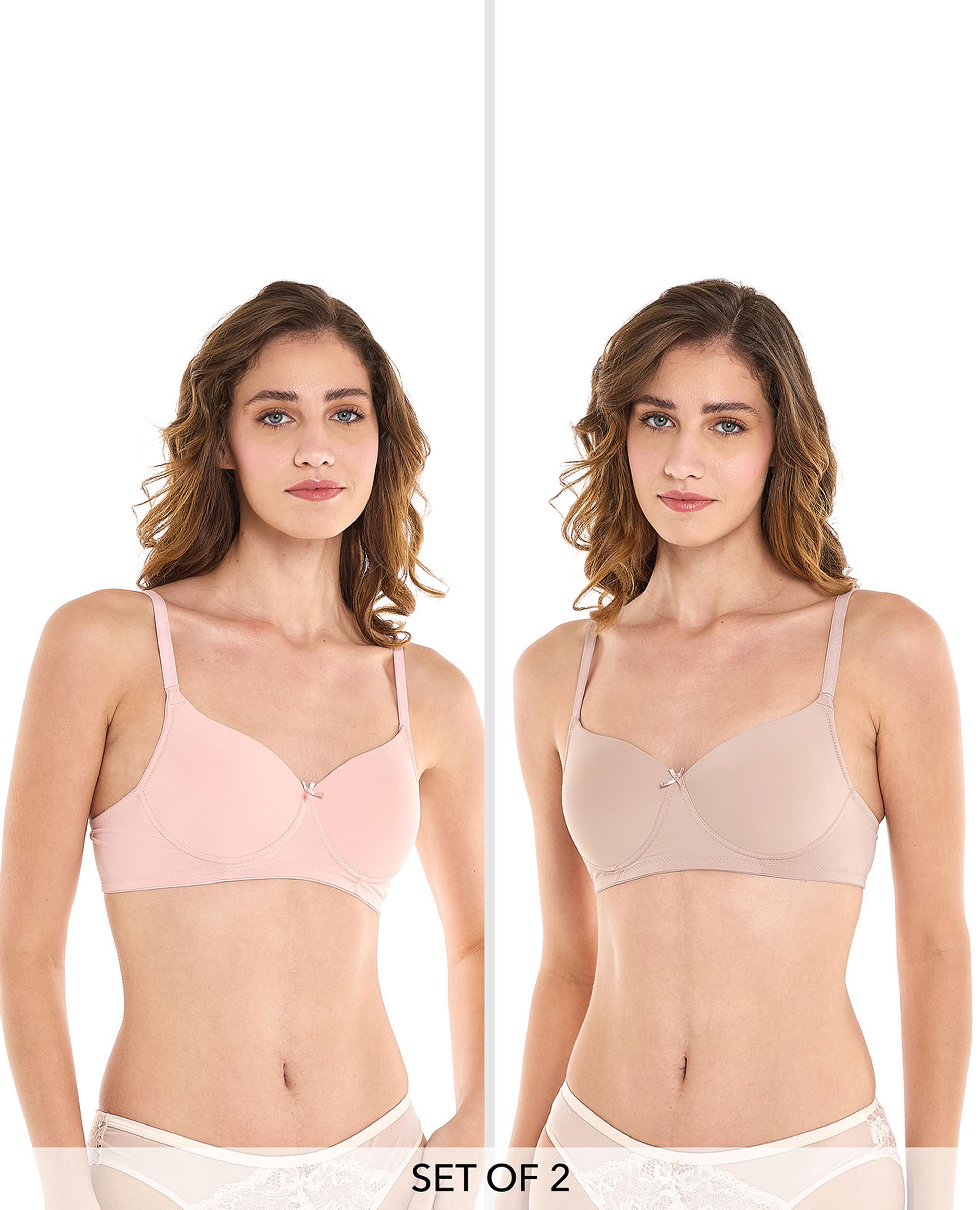 حمالة صدر تيشيرت مبطنة - قطعتين