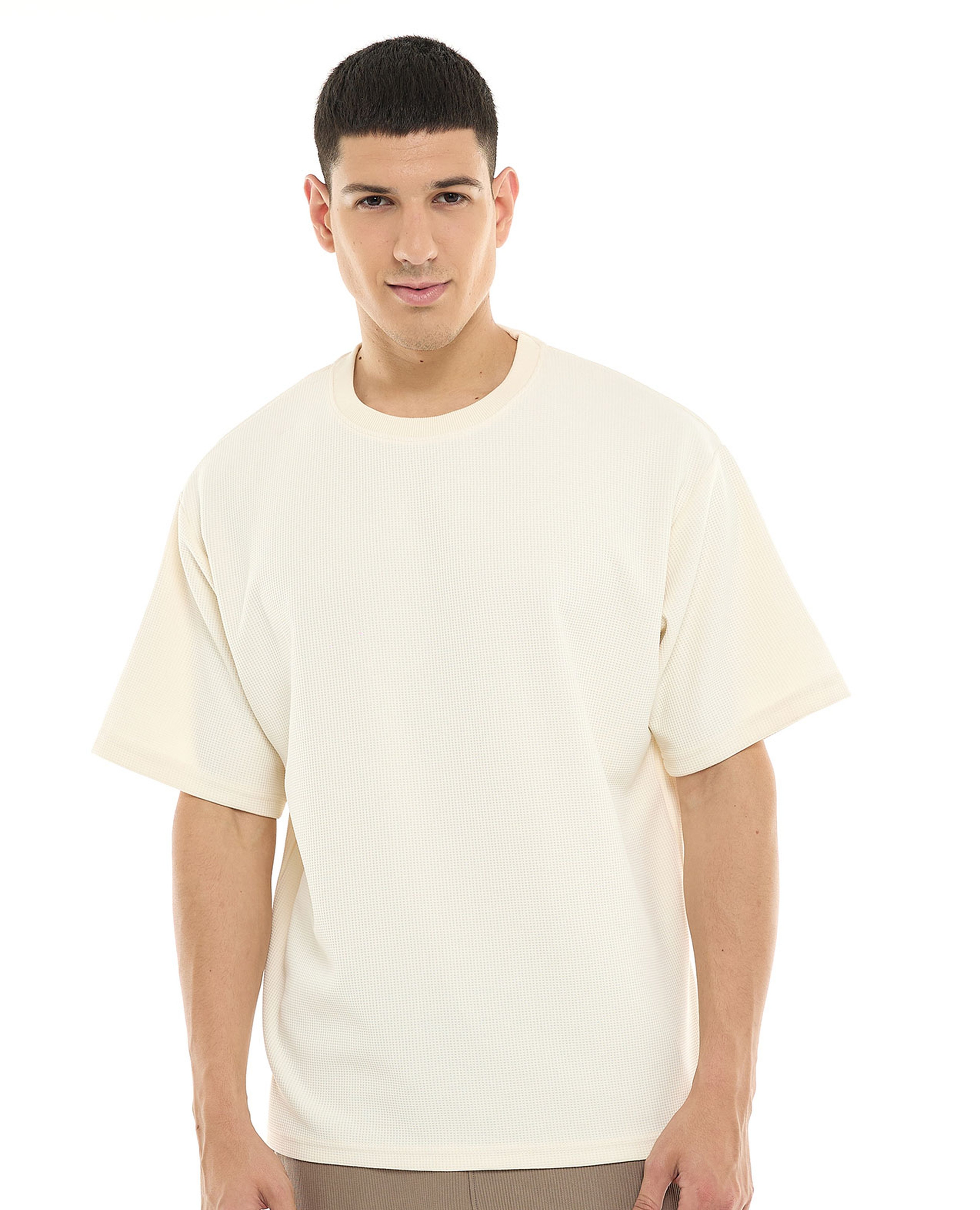 Solid Oversized T-Shirt with Crew Neck and Short Sleeves