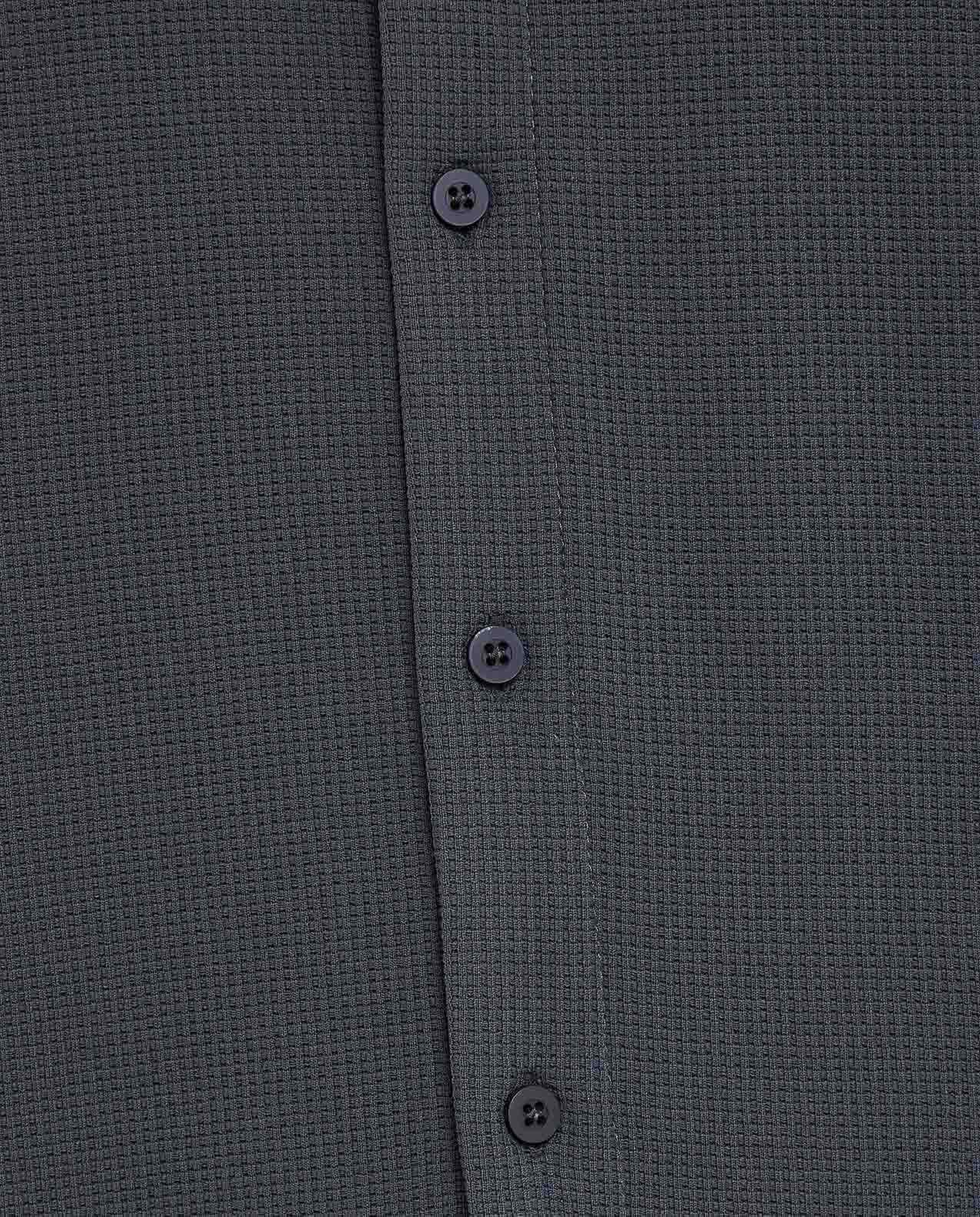 Textured Shirt with Classic Collar and Short Sleeves