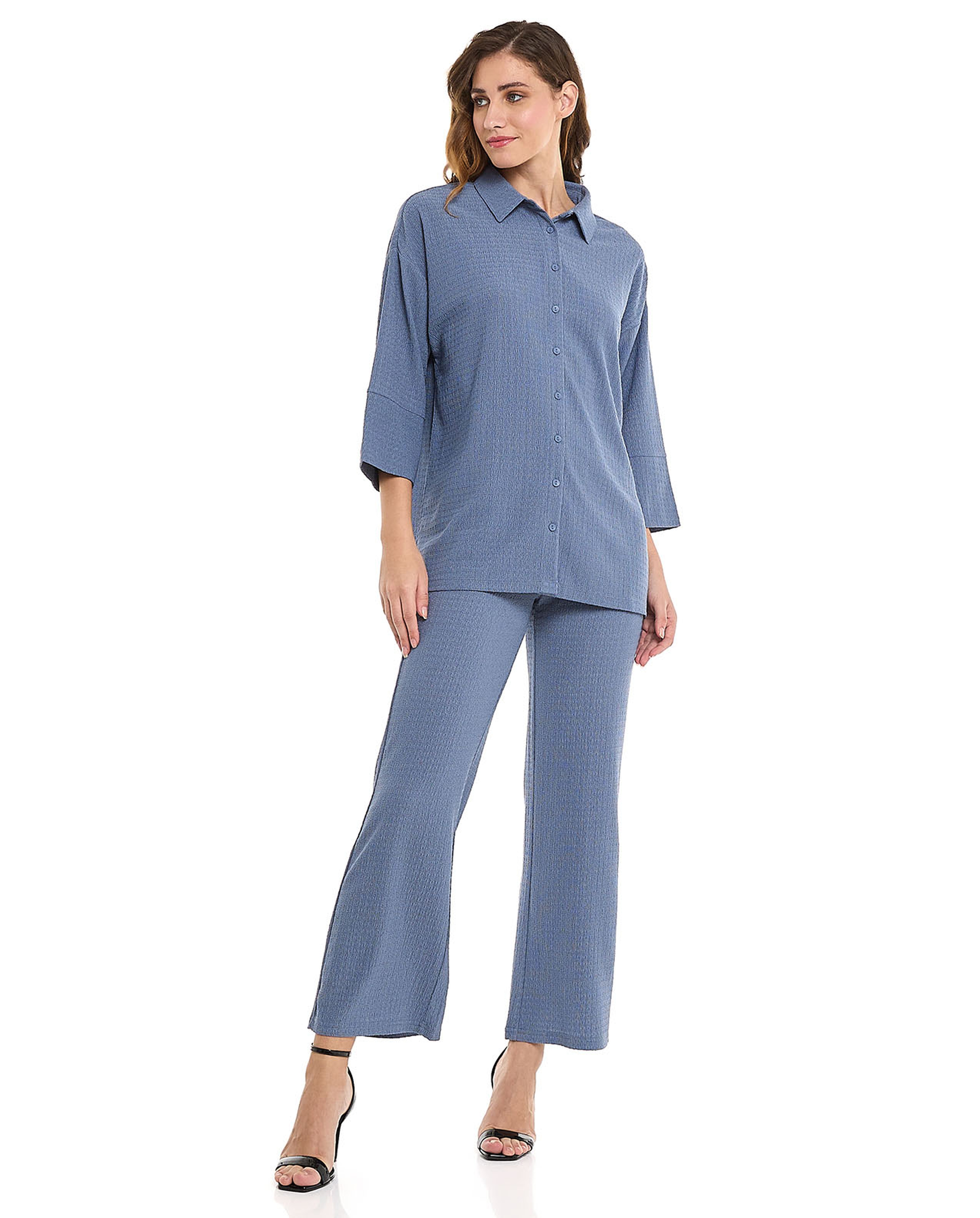 Textured Pants With Elastic Waist